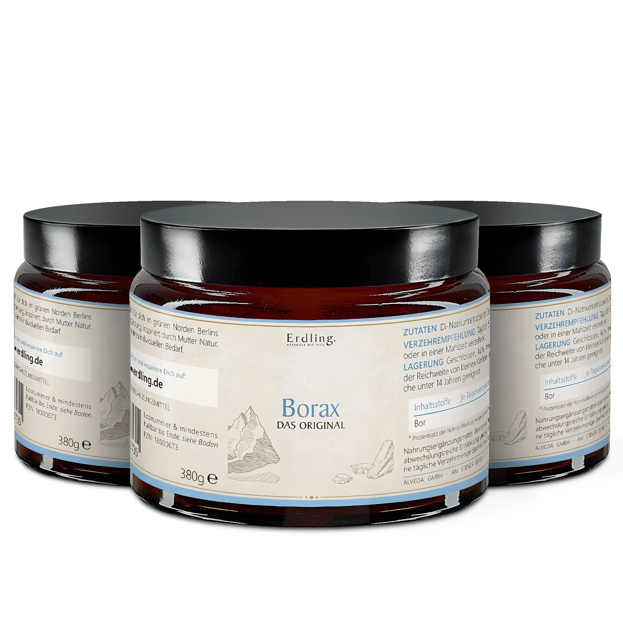 Waldkraft. Erdling Borax Pulver, mit 99,9 % Reinheitsgrad – Fein vermahlen & gut löslich für deinen Mineralstoffhaushalt à 1140 g