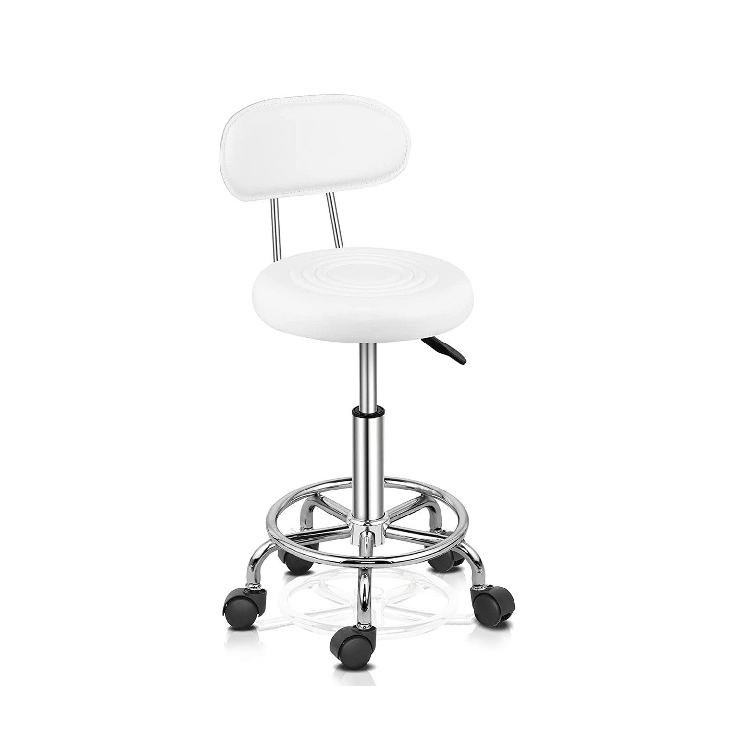 Lollanda Drehhocker Ergonomischer mit Rückenlehne Arbeitshocker Rollhocker, 360° drehbar Höhenverstellbarer 48-58cm für Büro Salon Massage Spa