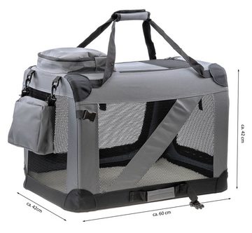 kamelshopping Tiertransporttasche Tiertransportbox für Katzen und Hunde bis 11,50 kg, faltbar, pflegeleicht, ca. 42 × 42 × 60 cm, Quick-Release-Faltmechanismus, weiche Innenmatte