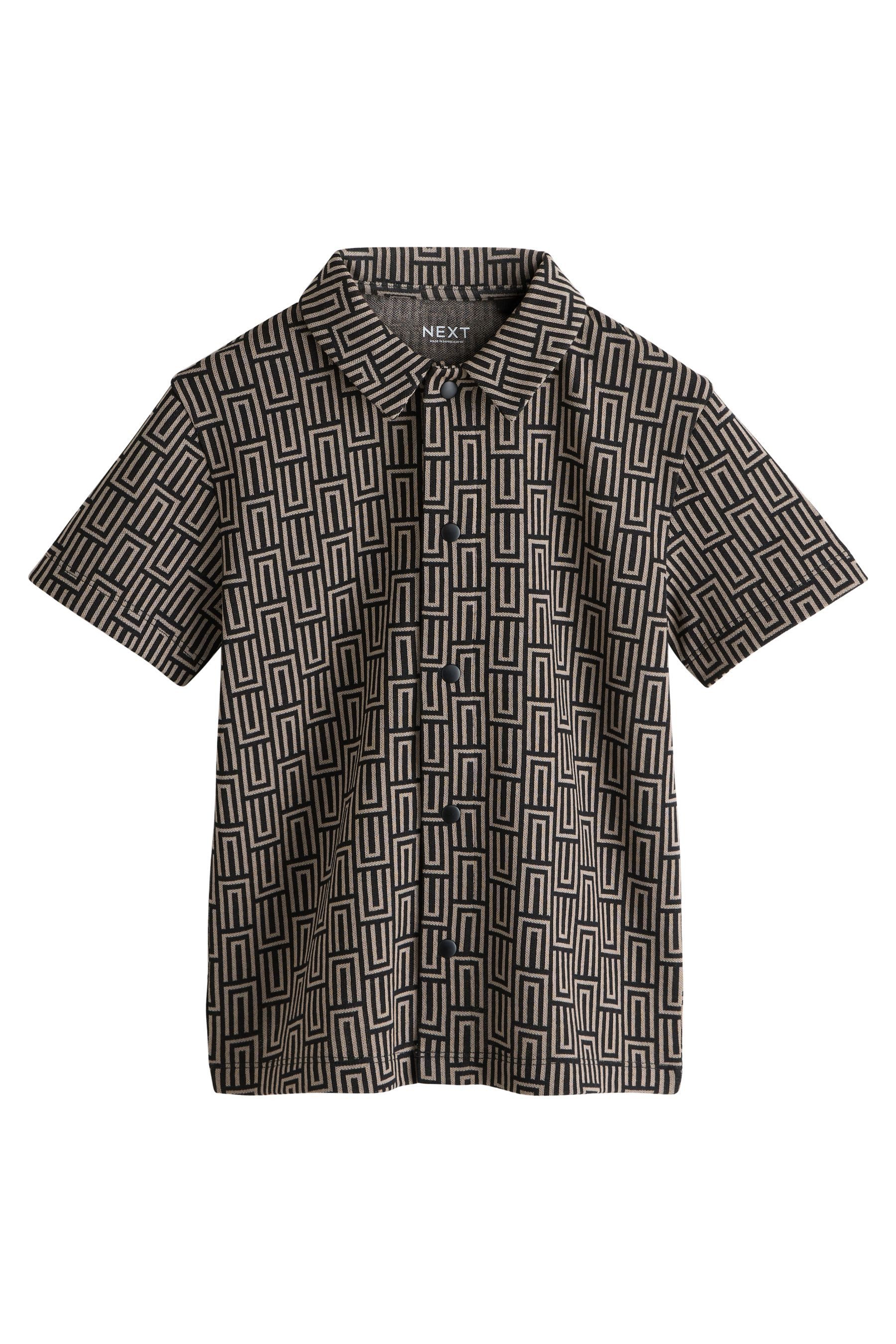 Next Poloshirt Kurzärmeliges Jersey-Hemd mit Geo-Muster (1-tlg)