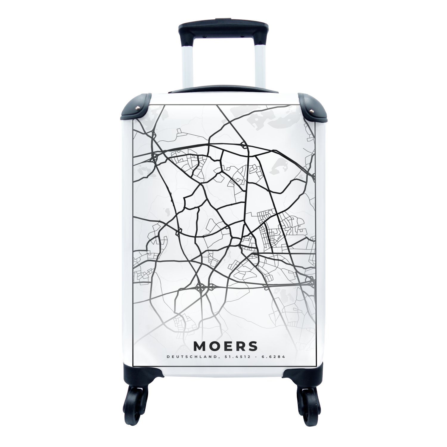 Reisekoffer - - MuchoWow Trolley, rollen, Handgepäckkoffer Ferien, Karte 4 Moers Handgepäck Reisetasche für mit Rollen, Stadtplan,