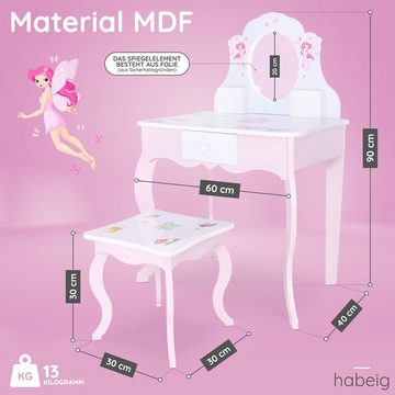 habeig Schminktisch Kinderschminktisch Kindertisch Prinzessin Maltisch #426, inklusive Schublade