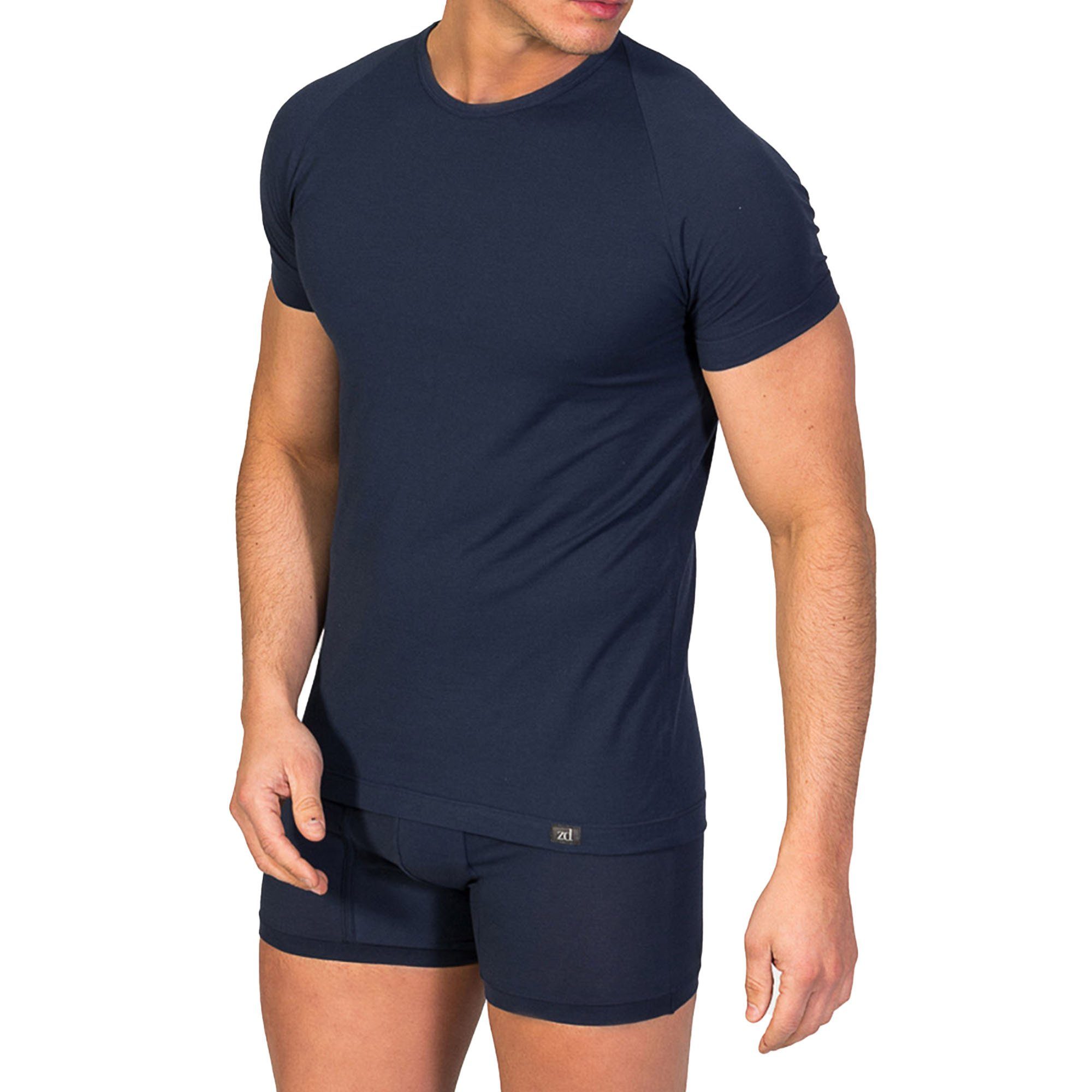 zd ZERO DEFECTS Unterhemd Herren Unterhemd T-Shirt Sojagarn, - "Ceres", Marine