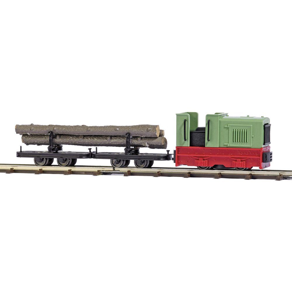 Busch Elektrolokomotive Busch 12012 H0f Feldbahn Start-Set Holztransport