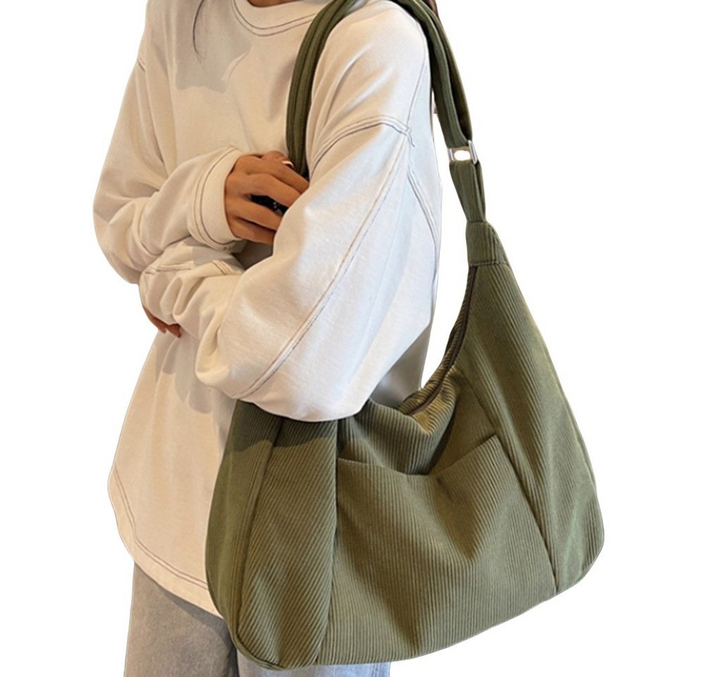 Coonoor Umhängetasche Damen Groß Cord Tasche Shopper Crossbody Schultertasche Henkeltasche, Hobo Handtasche für Uni Arbeit Mädchen Schule