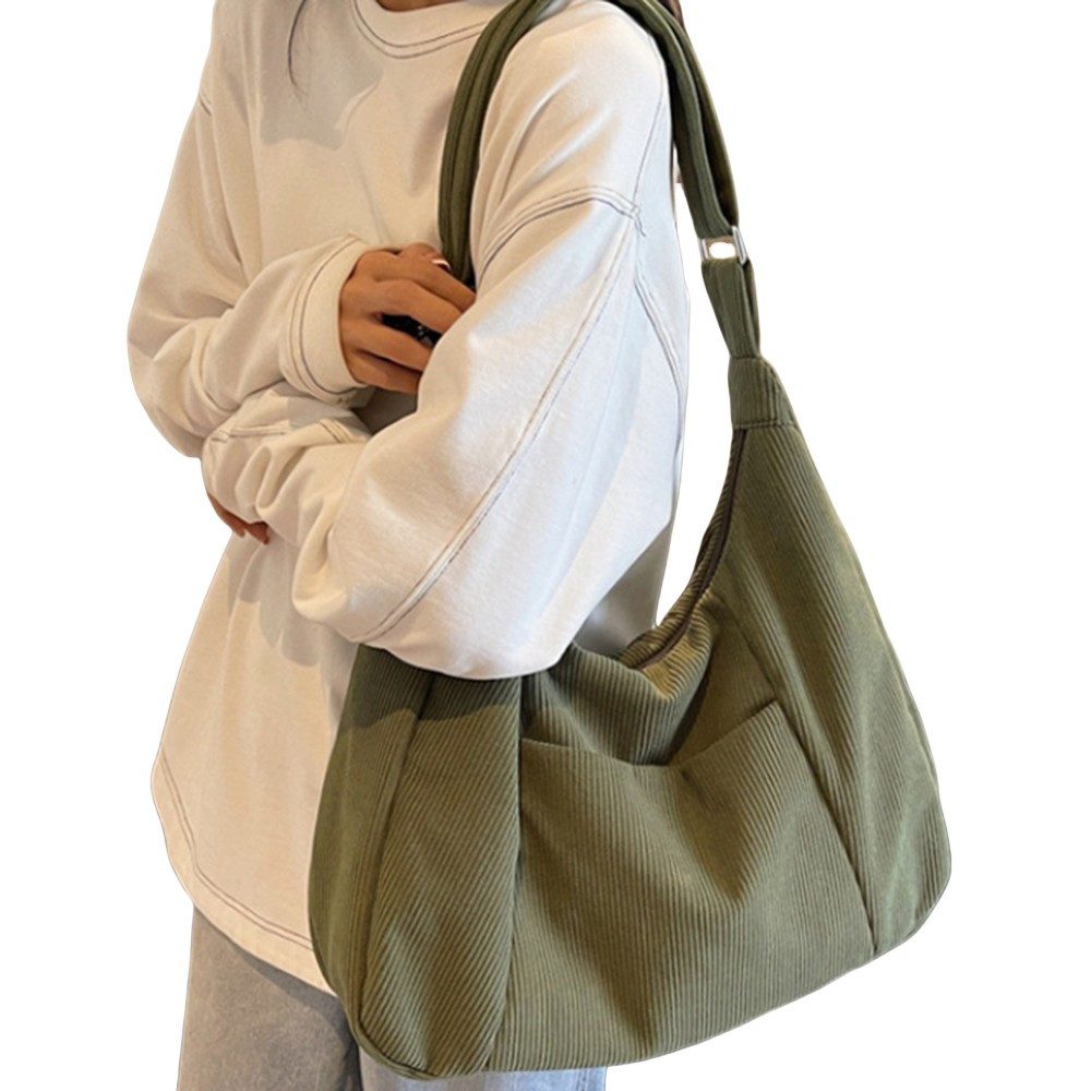 Coonoor Umhängetasche Damen Groß Cord Tasche Shopper Crossbody Schultertasche Henkeltasche, Hobo Handtasche für Uni Arbeit Mädchen Schule