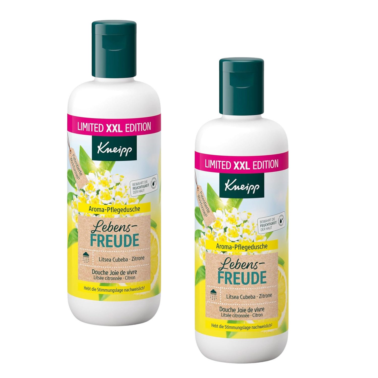 Kneipp Duschgel 2x Kneipp XXL Duschgel je 400ml Lebensfreude Zitrone & Litsea Cubeba