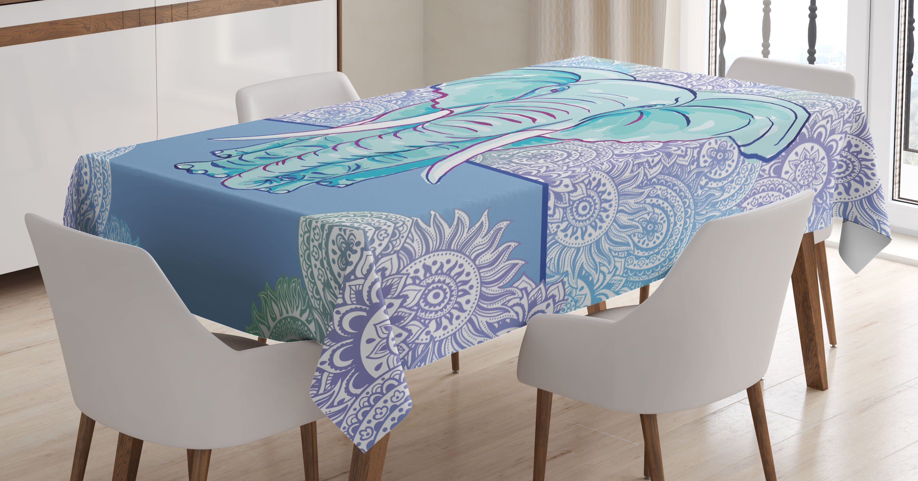 Abakuhaus Tischdecke Farbfest Waschbar Für den Außen Bereich geeignet Klare Farben, Elefant Oval Motive