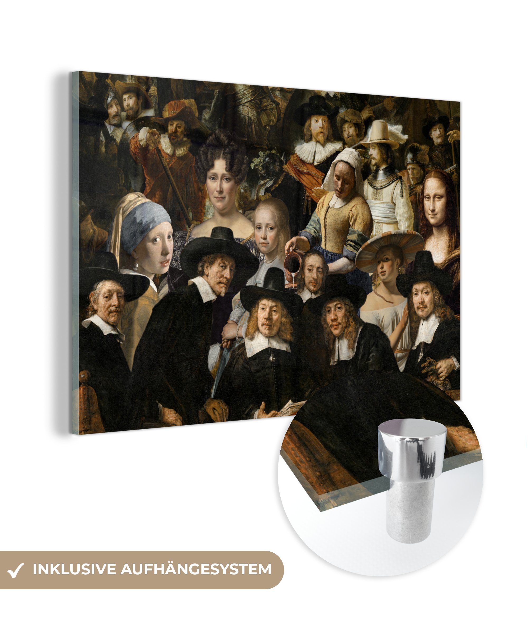 MuchoWow Acrylglasbild Alte Meister - Gemälde - Collage, (1 St), Acrylglasbilder Wohnzimmer & Schlafzimmer bunt