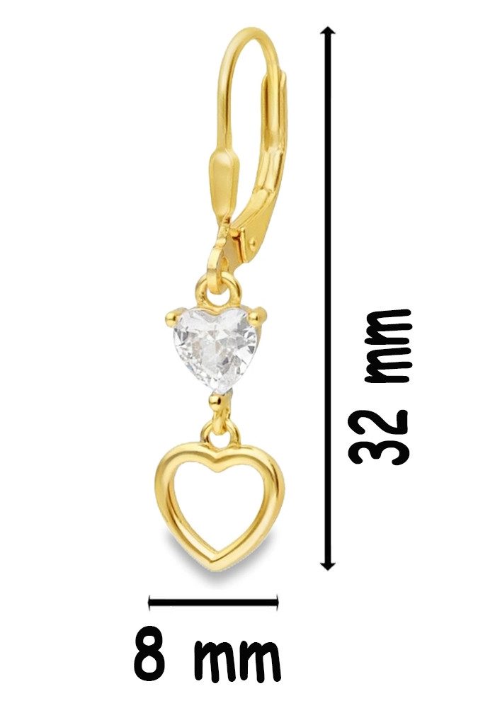 Limana Paar Ohrhänger Hängende Herz Ohrringe 925 Silber 18k Gold vergoldet Frauen Damen (inkl. Schmuckbox), Geschenk Ostern Muttertag Weihnachten Geburtstag Schmuck für jeden Tag