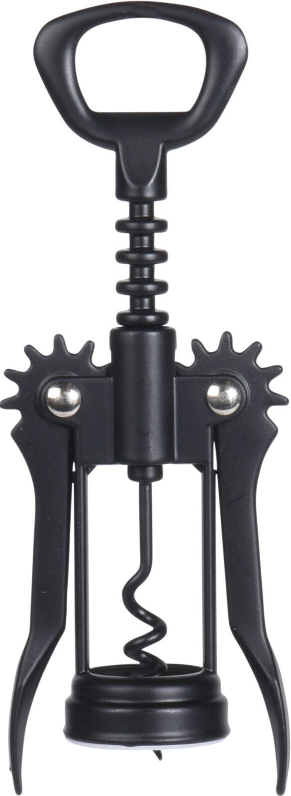 Koopman Korkenzieher Schwarz 16,5 cm Metall, (Stück, 1 tlg., Packung), Metall, Inkl. Flaschenoffner, Schwarz, 16,5x6x4cm