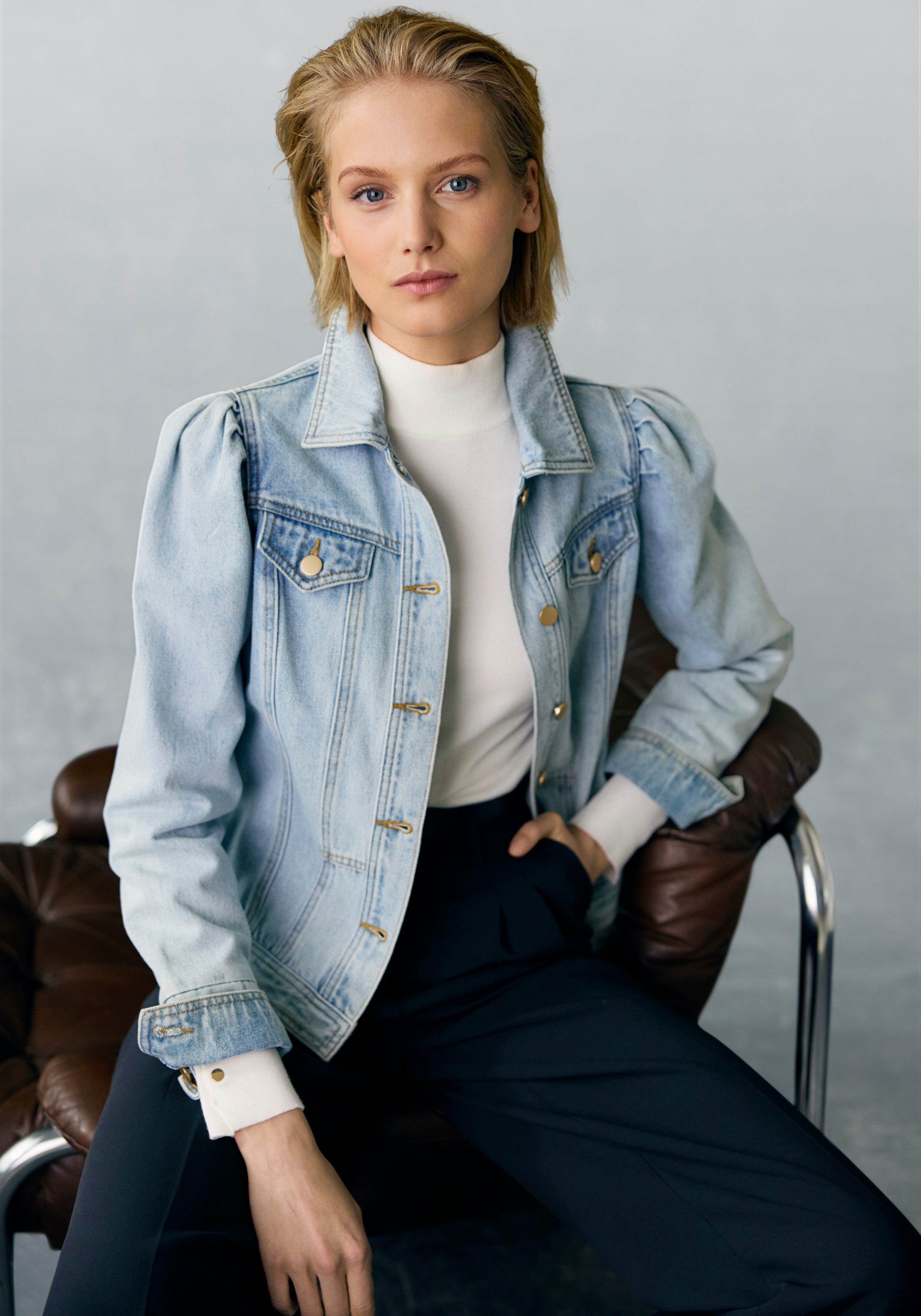 Vivance Jeansjacke mit Puffärmeln und Knöpfen, Ziertaschen, Denim günstig online kaufen