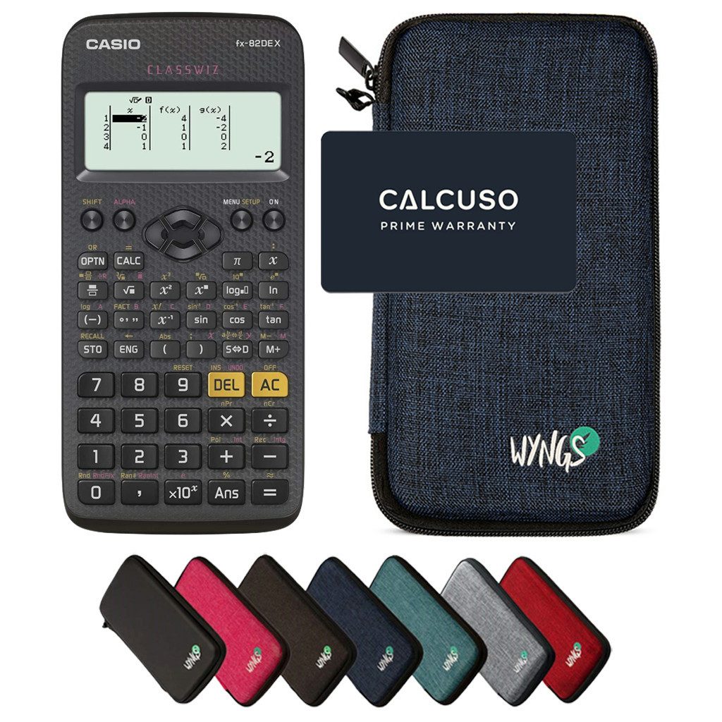 CASIO Taschenrechner fx-82DE X ClassWiz inkl. WYNGS Schutztasche Blau