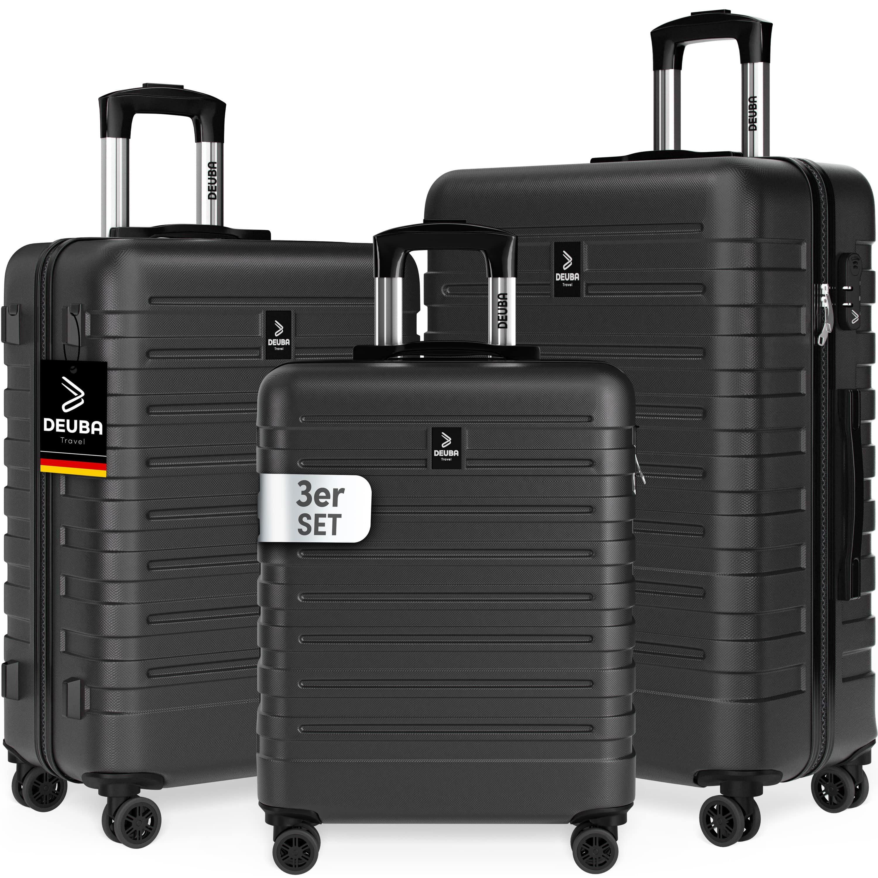 Deuba Kofferset, Handgepäck Koffer 55x40x20 Sicherer Stauraum Kreuzgurt PVC Reisekoffer