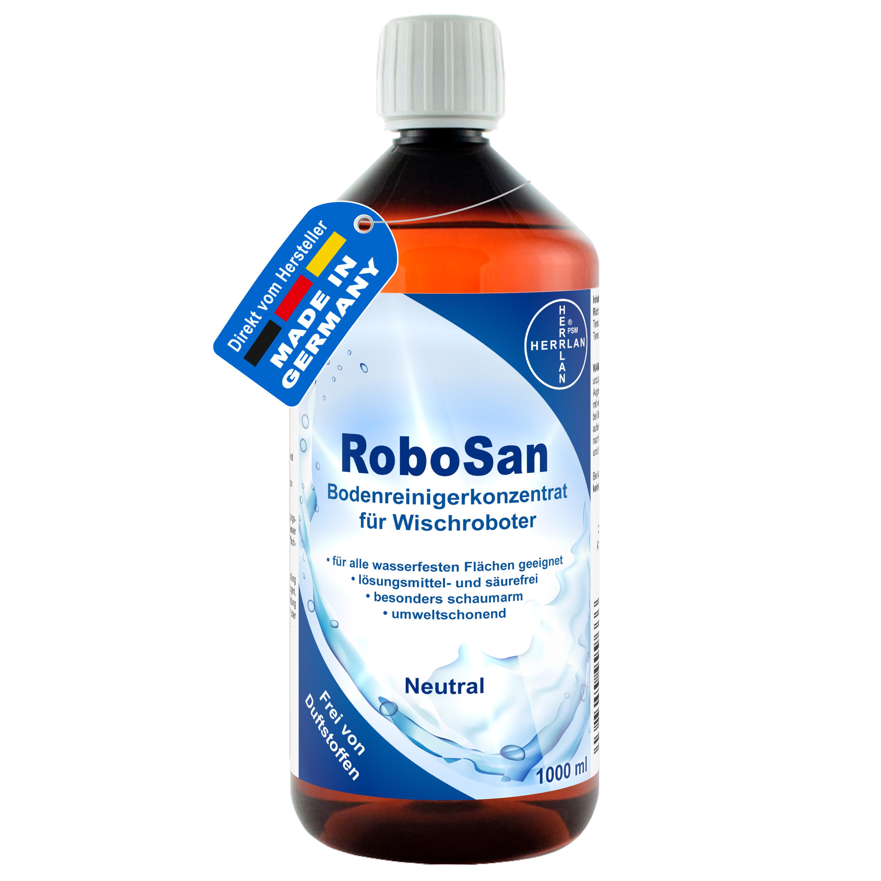 HERRLAN Wischroboter Bodenreiniger - Konzentrat Fussbodenreiniger (1000 ml RoboSan ohne Duftstoffe)