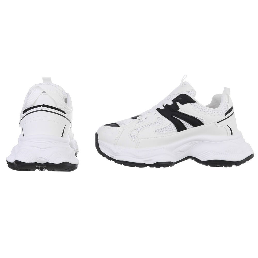 Ital-Design Damen Low-Top Freizeit Sneaker (88930574) Keilabsatz/Wedge Sneakers Low in Weiß