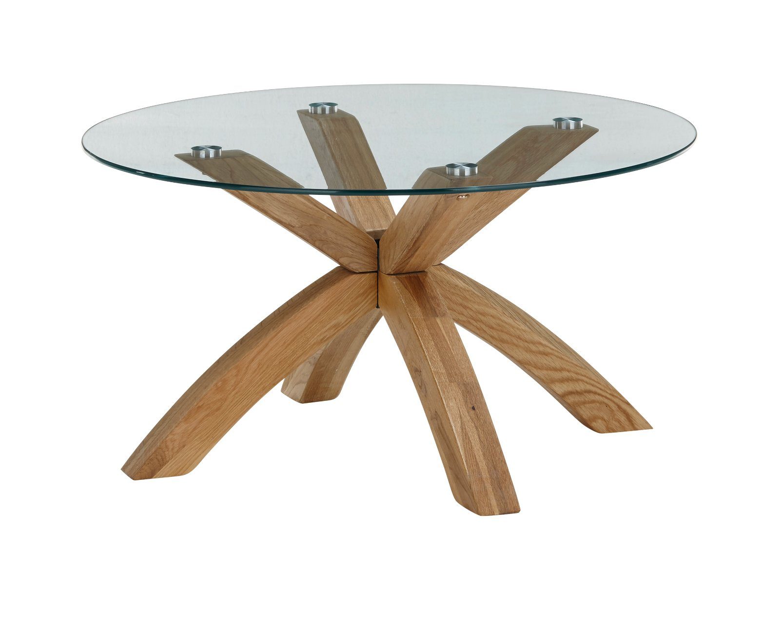 MCA furniture Couchtisch (Wohnzimmertisch massiv, Spider-Gestell 80 cm), Asteiche Bisira mit rund, Ø