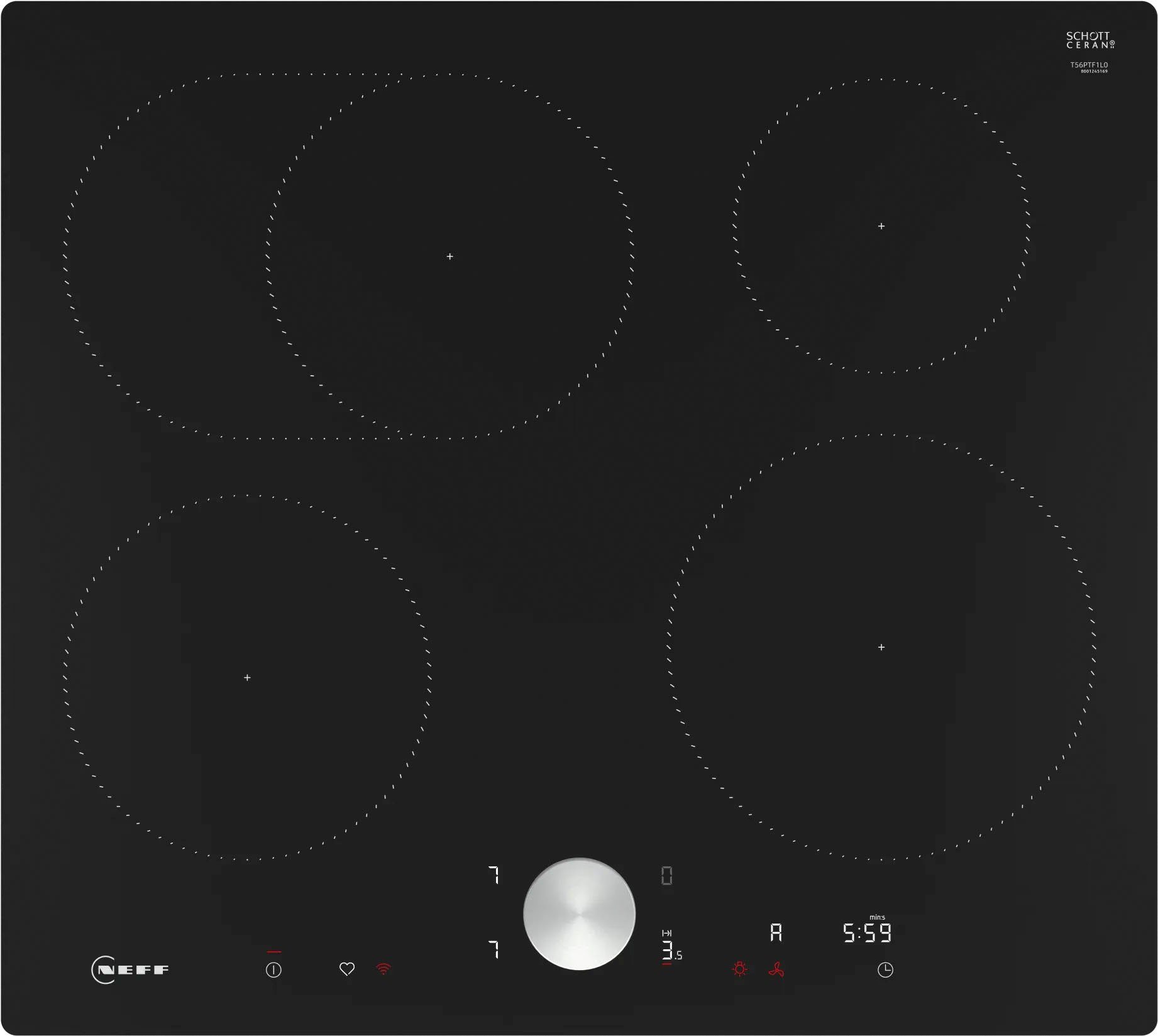 NEFF Induktions-Kochfeld von SCHOTT CERAN® N 90 T56PTF1L0, mit intuitiver Twist Pad® Bedienung