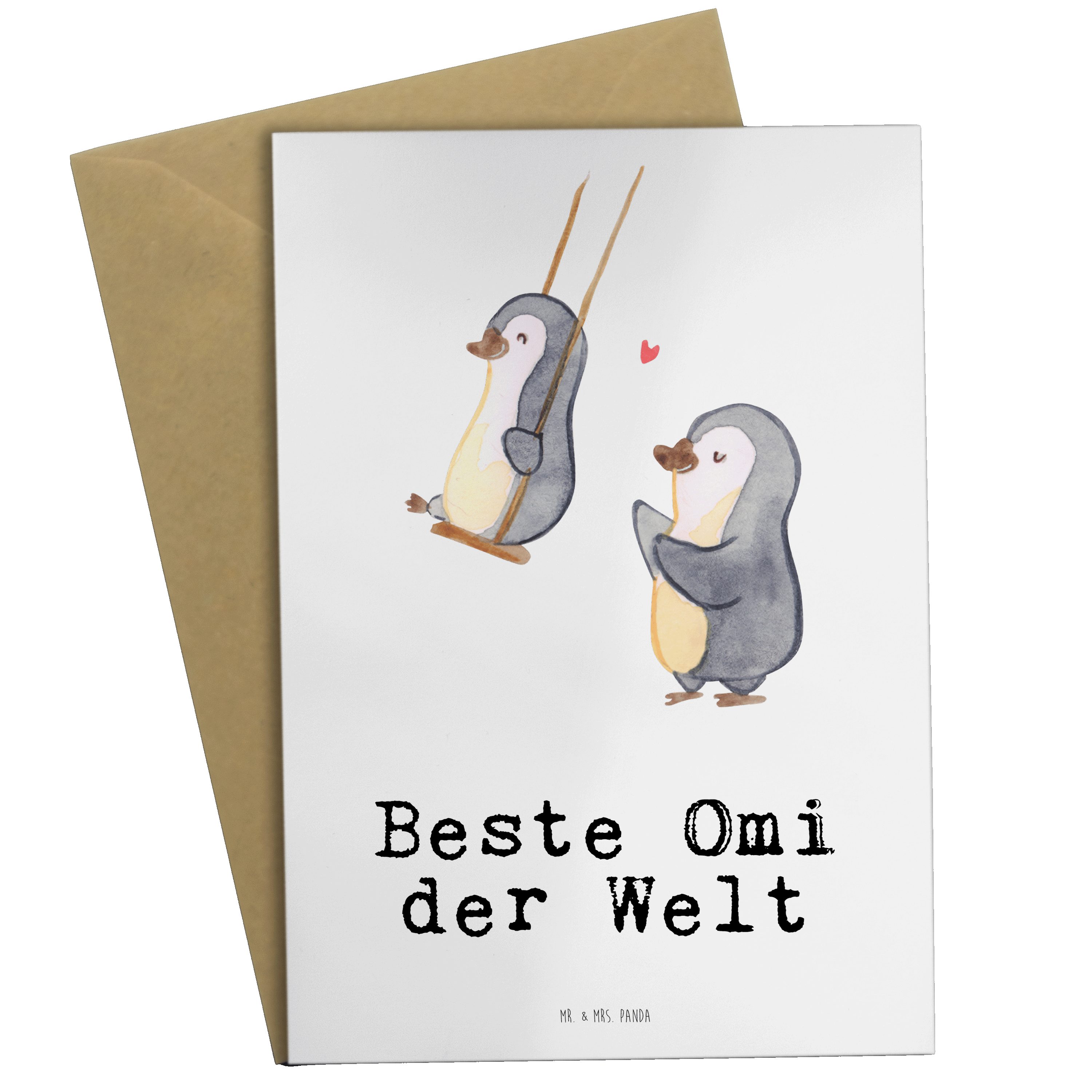 Grußkarte & - - Panda Beste Pinguin Mrs. Omi Geburt Einladungskarte, der Welt Geschenk, Weiß Mr.