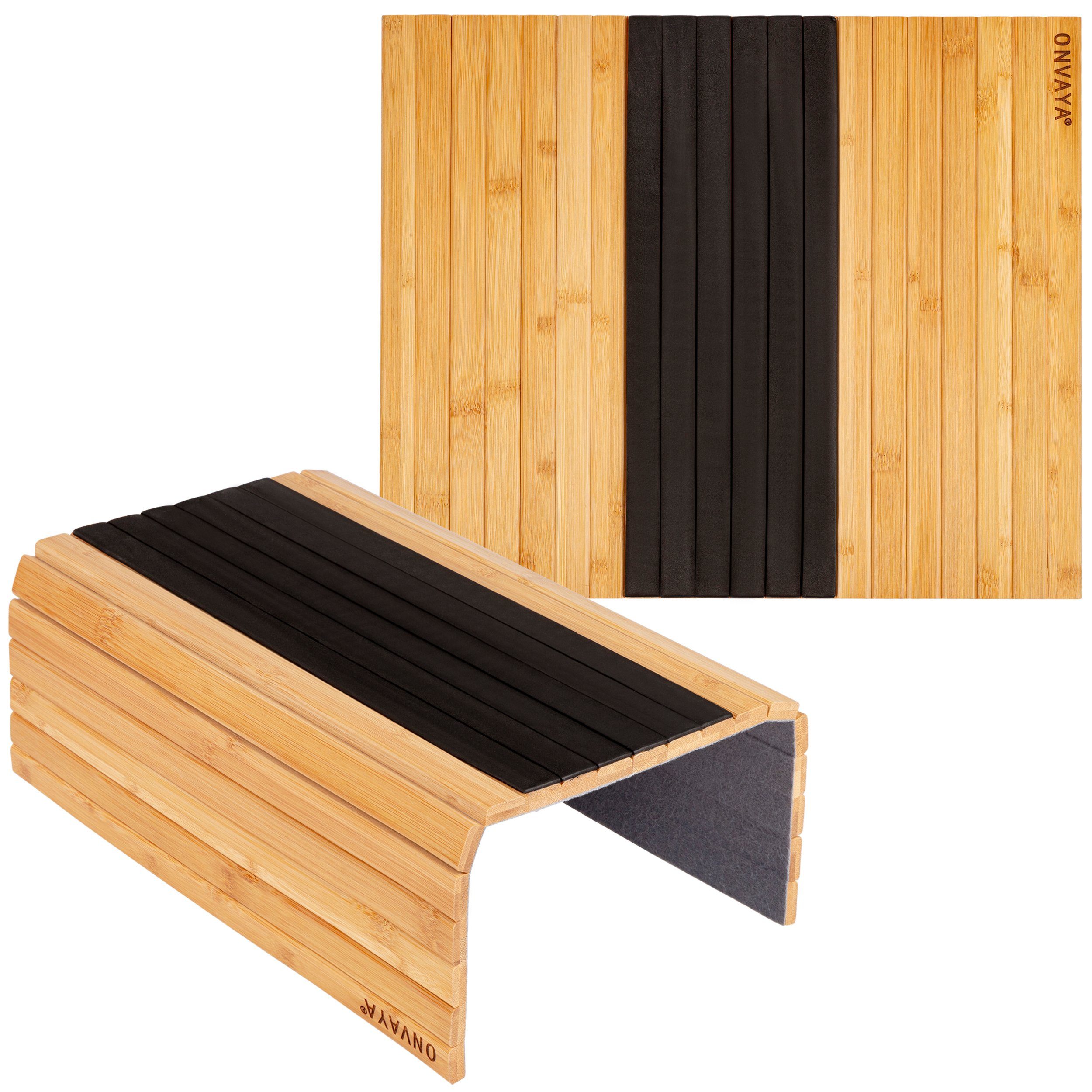 ONVAYA Tablett Sofatablett aus Holz, Bambus Couch-Tablett, Sofaablage, Holz Armlehne, Holz