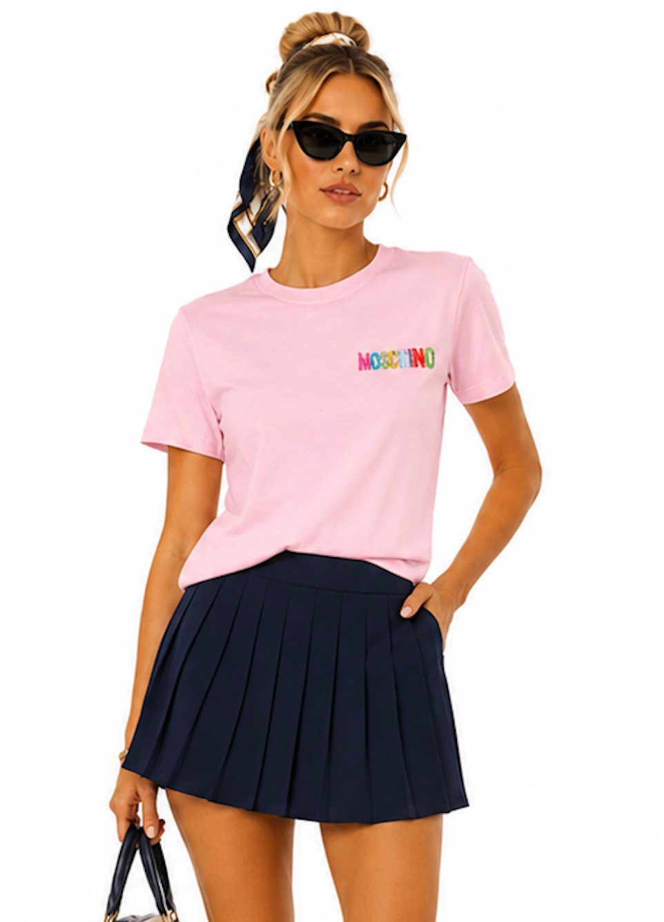 Moschino T-Shirt Couture! Milano Logo Rundhals Shirt Dezentes Statement-Piece mit exklusivem Markencharakter