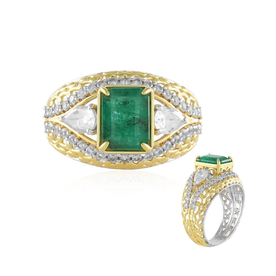 Silberring Sambischer Smaragd Silber Ring Edelsteine en Vogue