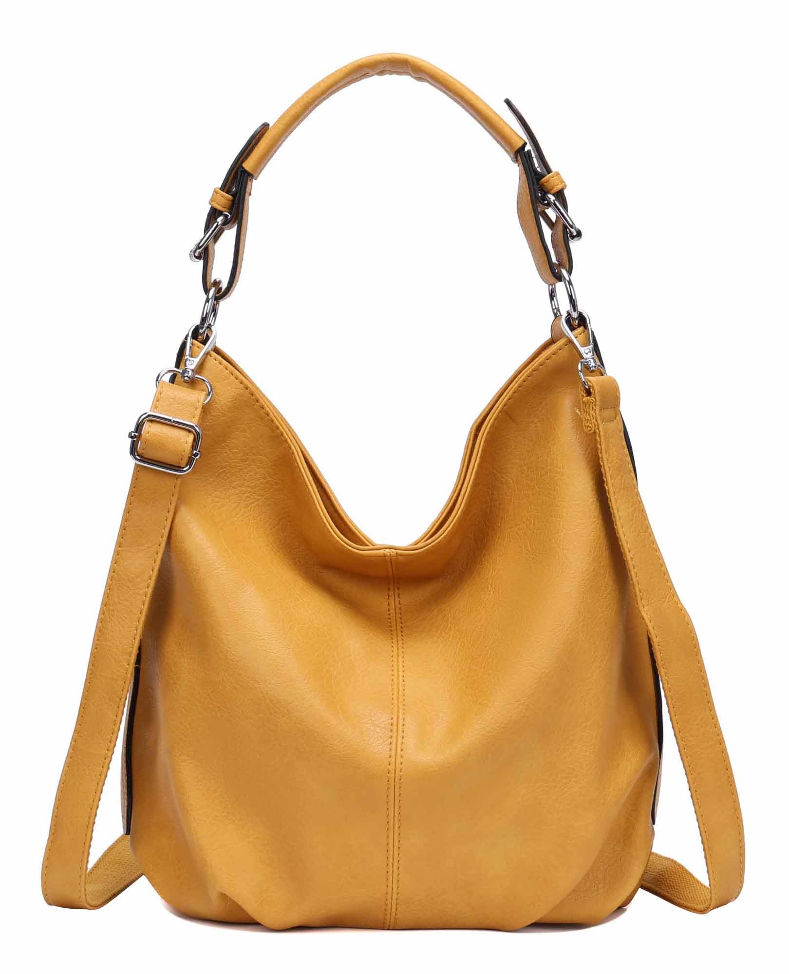 ITALYSHOP24 Schultertasche DAMEN SHOPPER Hobo Bag Umhängetasche Handtasche City Bag Cross-Over (Spar-Set: Henkel Tasche mit Schultergurt, Workbag Leder Optik, 2-tlg., mit Henkel und Schultergurt), Damentasche Freizeit Abend Leder Optik Henkeltasche Reise Crossbody