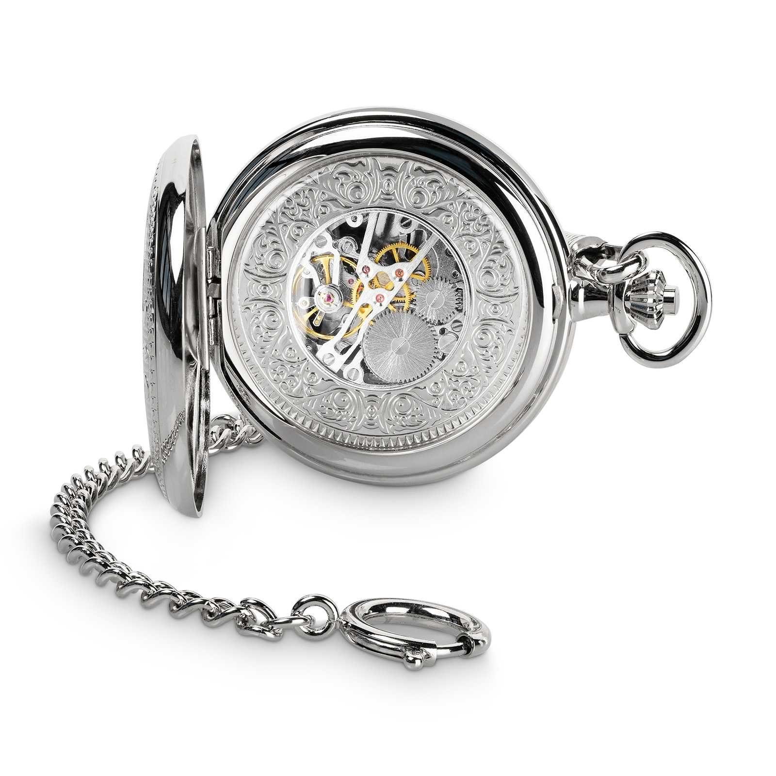 Hermann Jäckle Taschenuhr Bayreuth II mit Handaufzug, und Reiseetui) (inklusive Skelett Kette