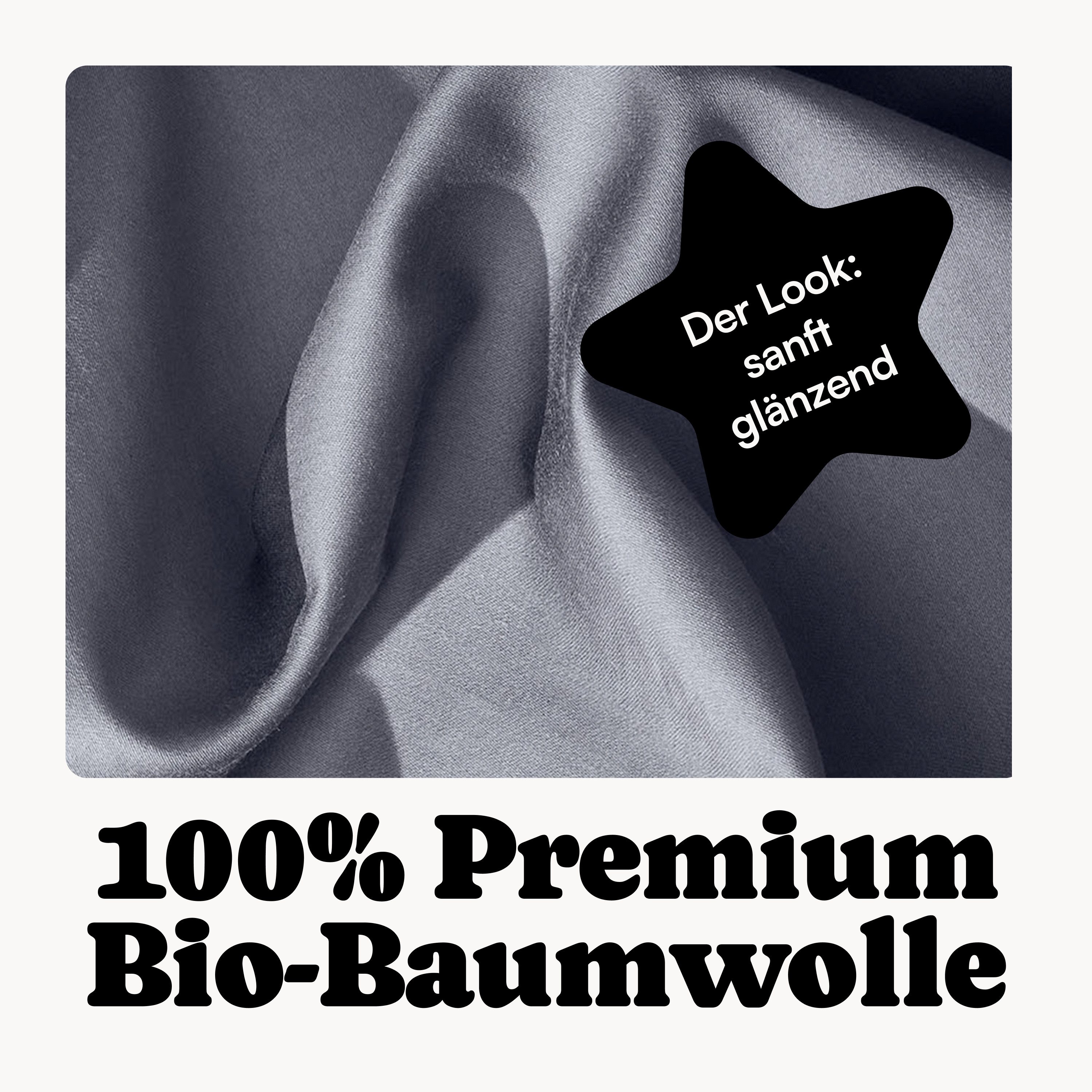 Seralino Bettwäsche Mako Satin Bettwäsche (100% Bio Baumwolle) mit Kissenbezug, 2 teilig, Fairtrade/ GOTS zertifiziert, uni Bettwäsche Set mit Reißverschluss