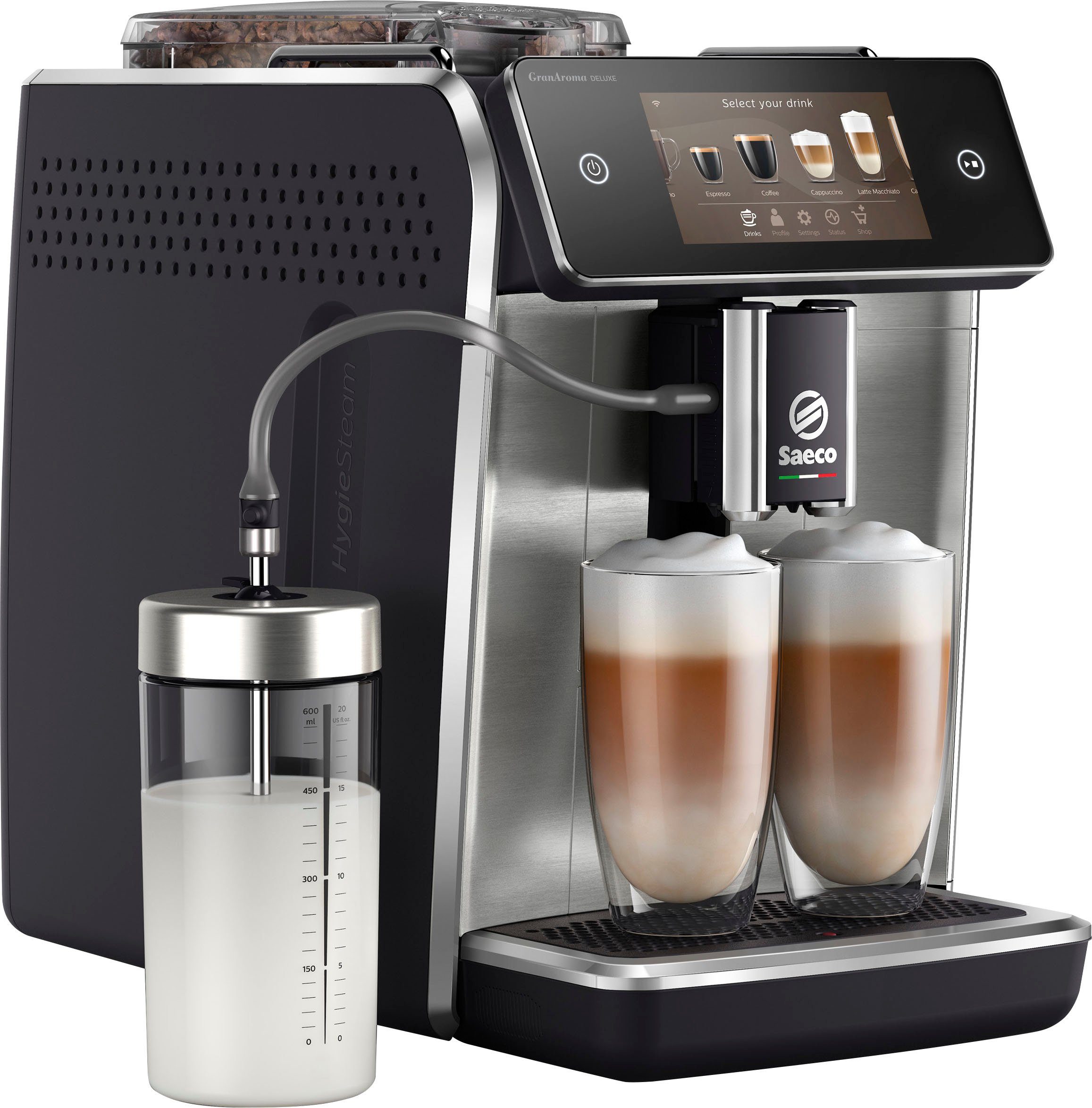 Saeco Kaffeevollautomat Saeco GranAroma Deluxe SM6685/00, Pflegeset CA6707/10 im Wert von UVP 49,99€