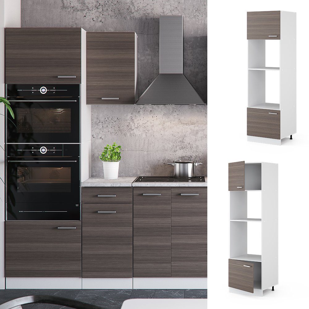 Vicco Mikrowellenumbauschrank R-Line, Grau/Weiß, 60 cm günstig online kaufen