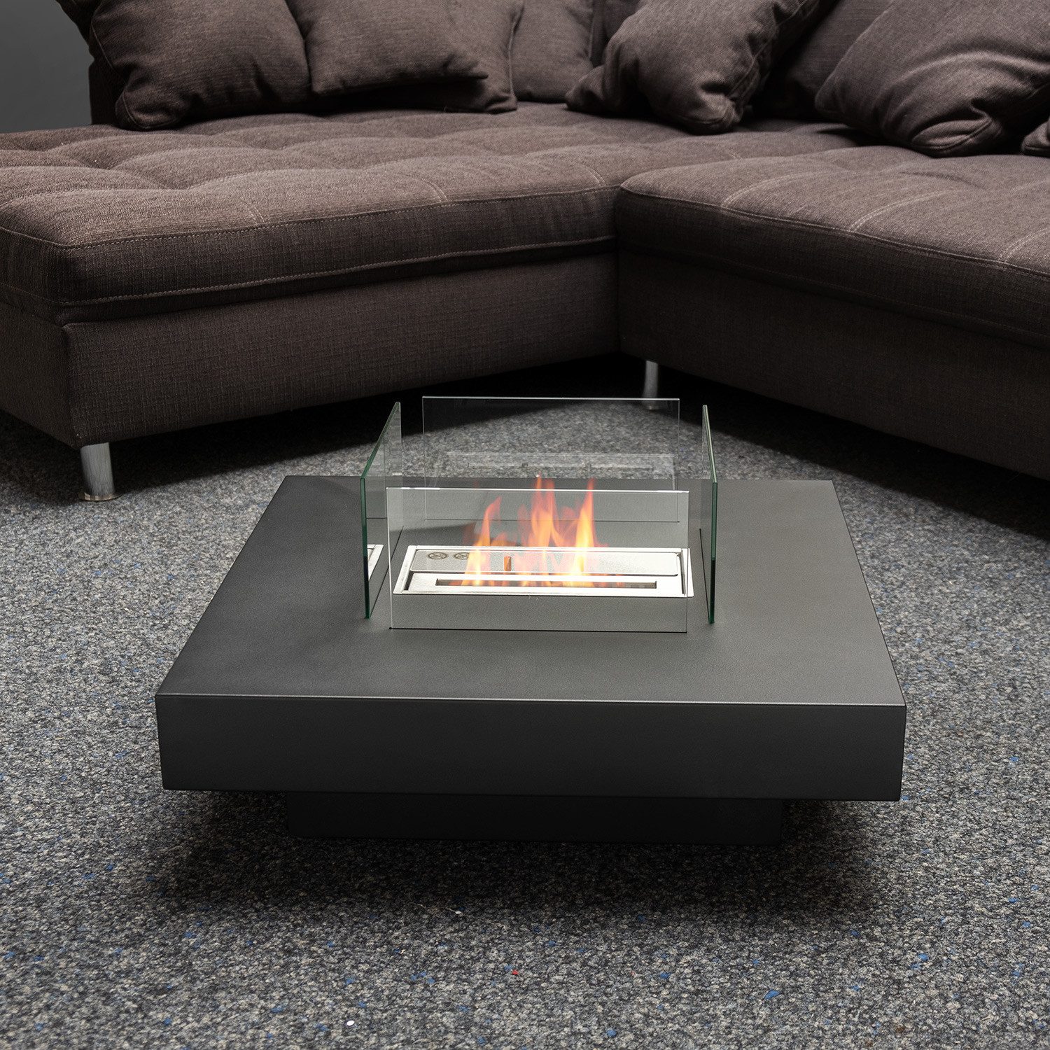 Moritz Dekokamin Standkamin 35 x 70 x 70 cm, Bio-Ethanol Standkamin Ethanolbrenner Glasfeuer Terrassenfeuer