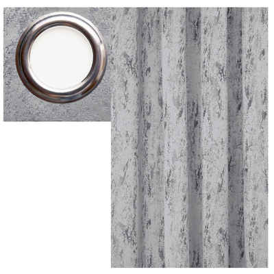 Gardine MELIERT Vorhang ÖSEN Blickdicht marmoriert Gardine einfarbig, Brilliant, Ösen (1 St), blickdicht, Jaquard, glänzend