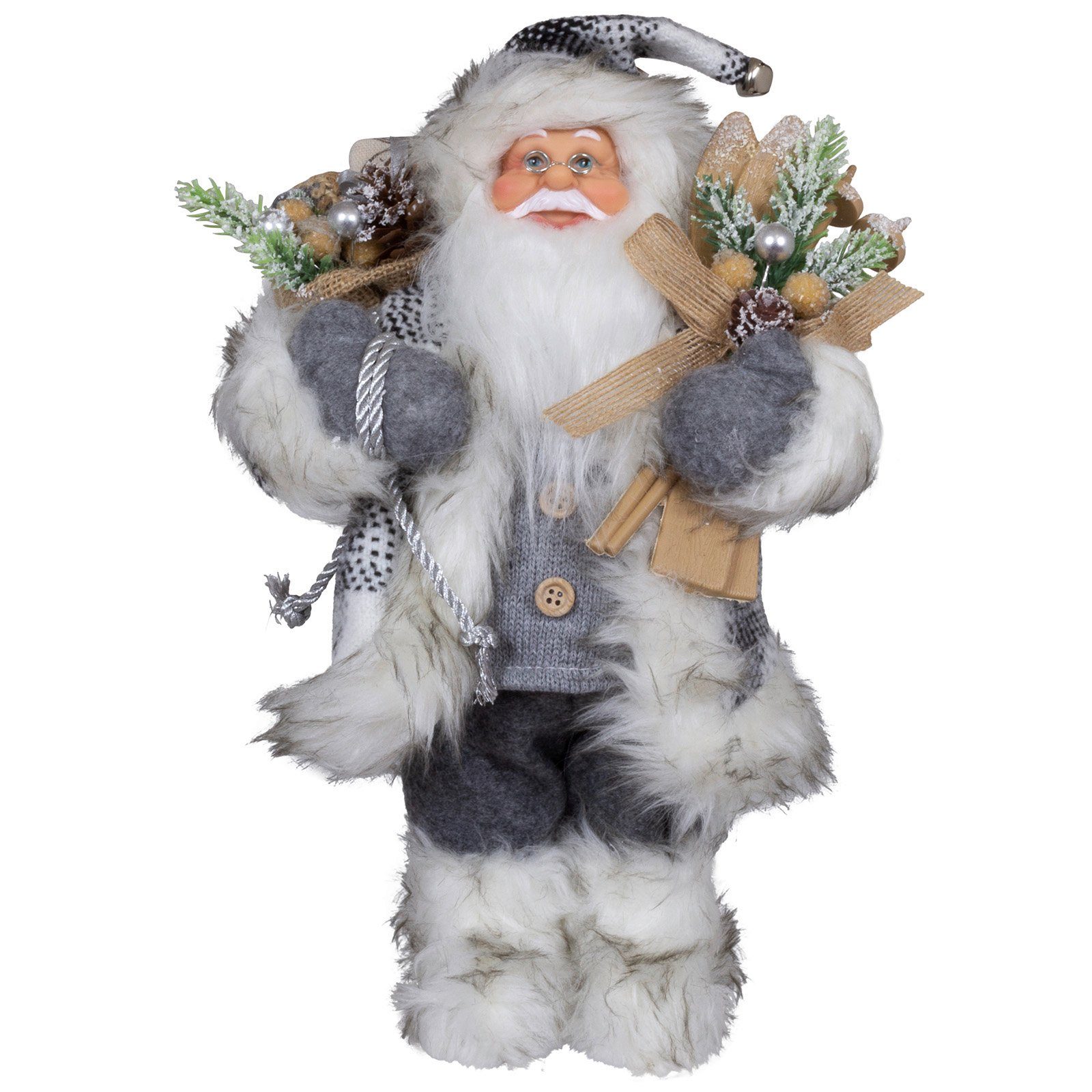 Christmas Paradise Weihnachtsmann Tinus, 4 Größen (30-80cm) (Deko Figur, 1 St), grau