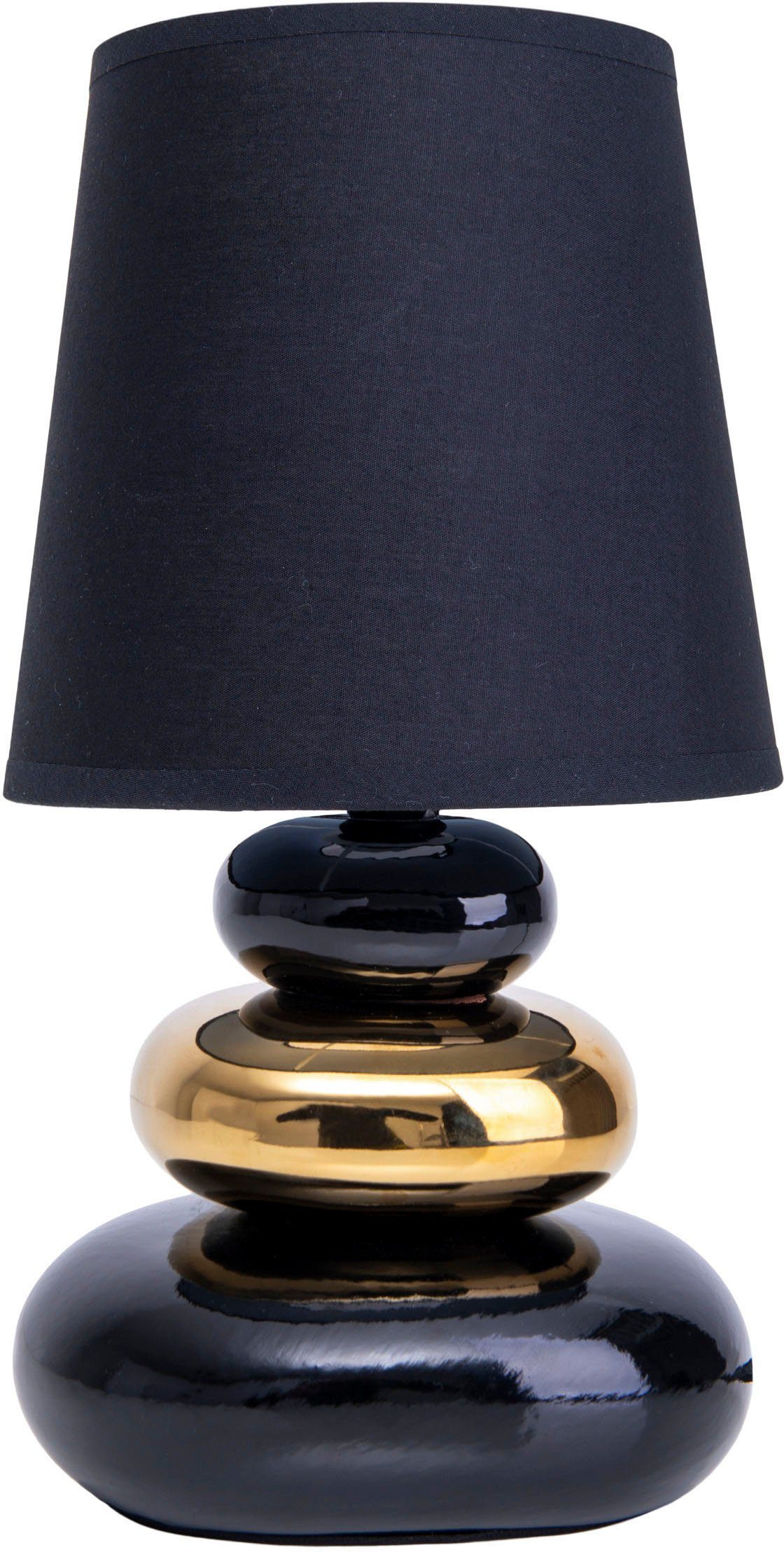 Leuchtmittel, schwarz mit Stoney, 1xE14/max.40W und Tischleuchte ohne Textilschirm, Keramikfuß näve