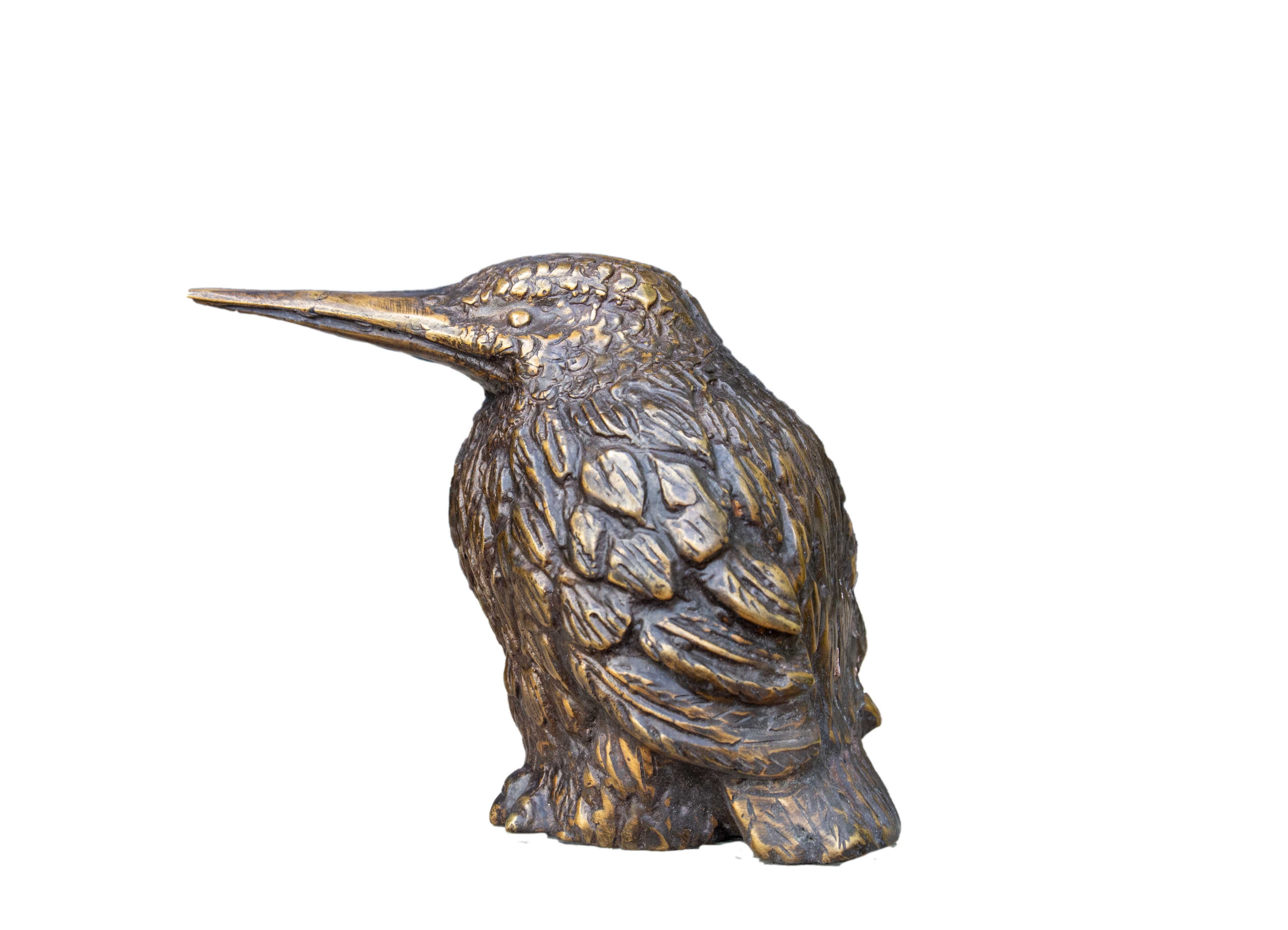 IDYL Dekofigur IDYL Bronze-Skulptur Eisvogel sitzend, Bronze sehr robust witterungsbeständig gegen Frost und UV-Strahlung