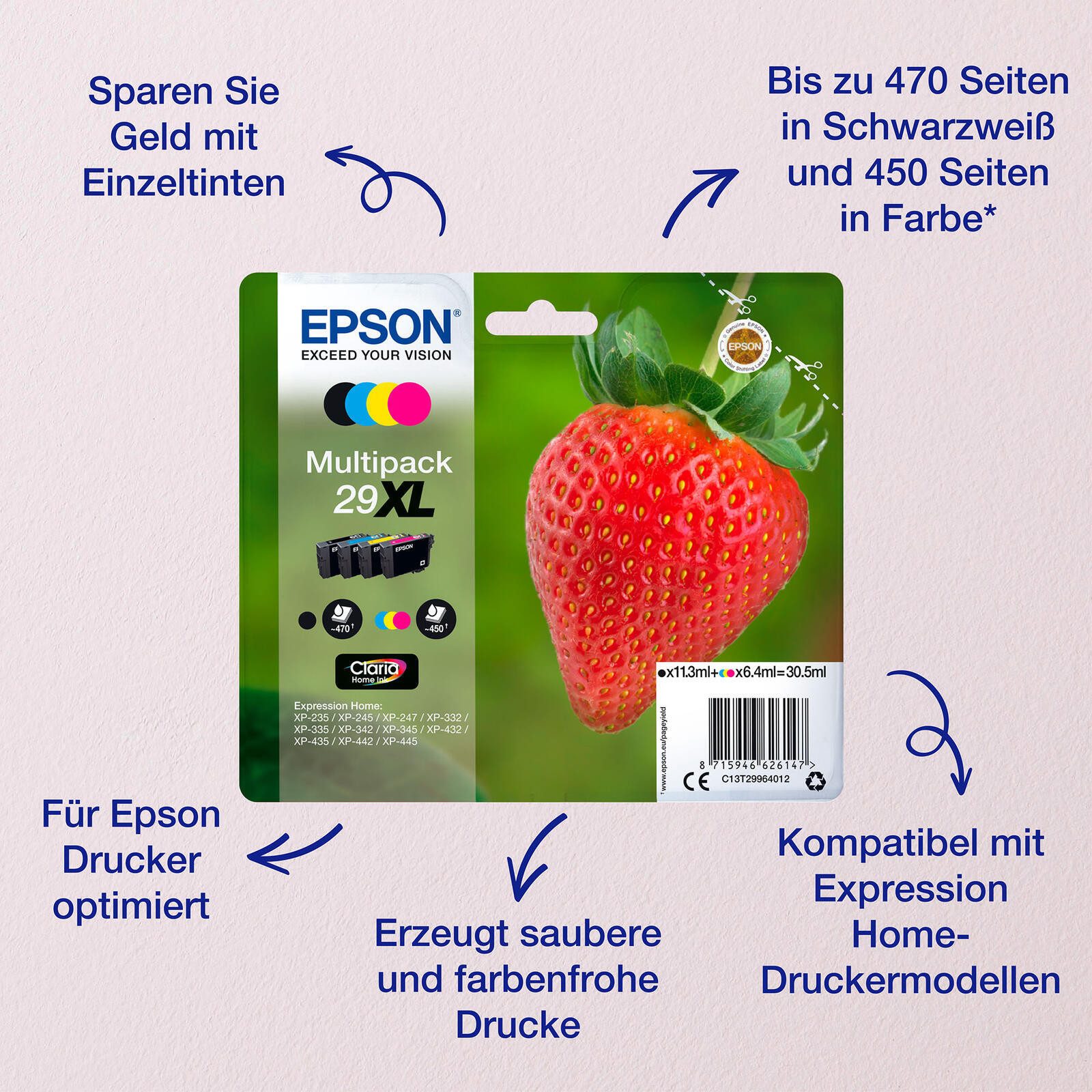 Epson Epson 29XL Erdbeere Druckerpatronen 4er Multipack Tintenpatrone