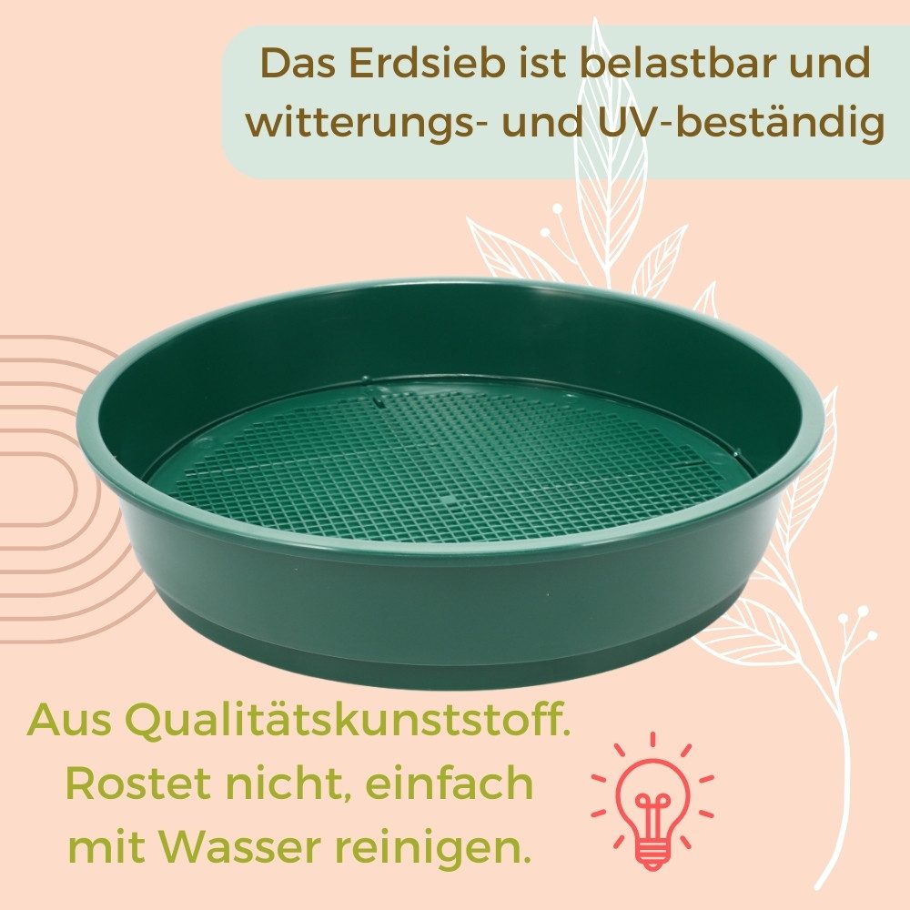 GarPet Gartensieb Gartensieb Erde 2in1 Erdsieb für Garten Sieb Sandsieb 4 - 6 mm Ø 38cm – Bild 4 von 5