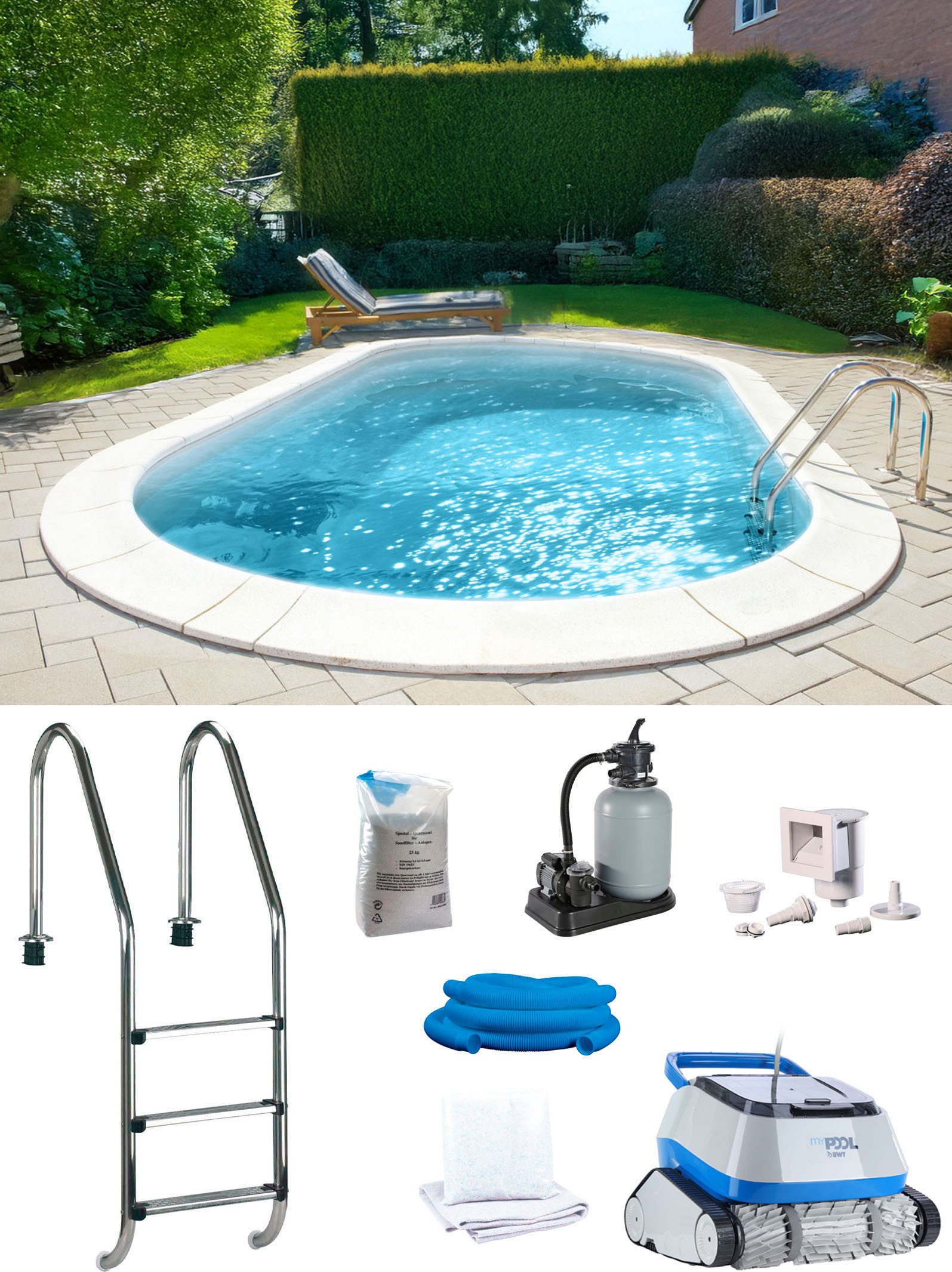 my POOL BWT Ovalpool POWER, BxLxH: 360x623x150 cm (Komplett-Set, 7-tlg), in 2 Folienfarben erhältlich, inkl. Poolroboter POWER ONE4ALL