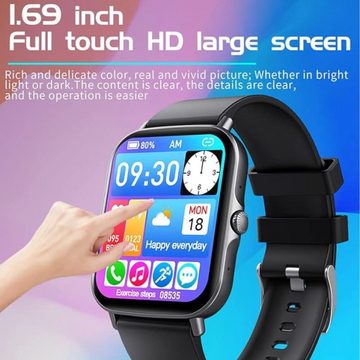 findtime Multi-UI-Umschaltung Smartwatch (1,69 Zoll, Android iOS), Armbanduhr Sport Herzfrequenzmonitor Schrittzähler Kalorien Android