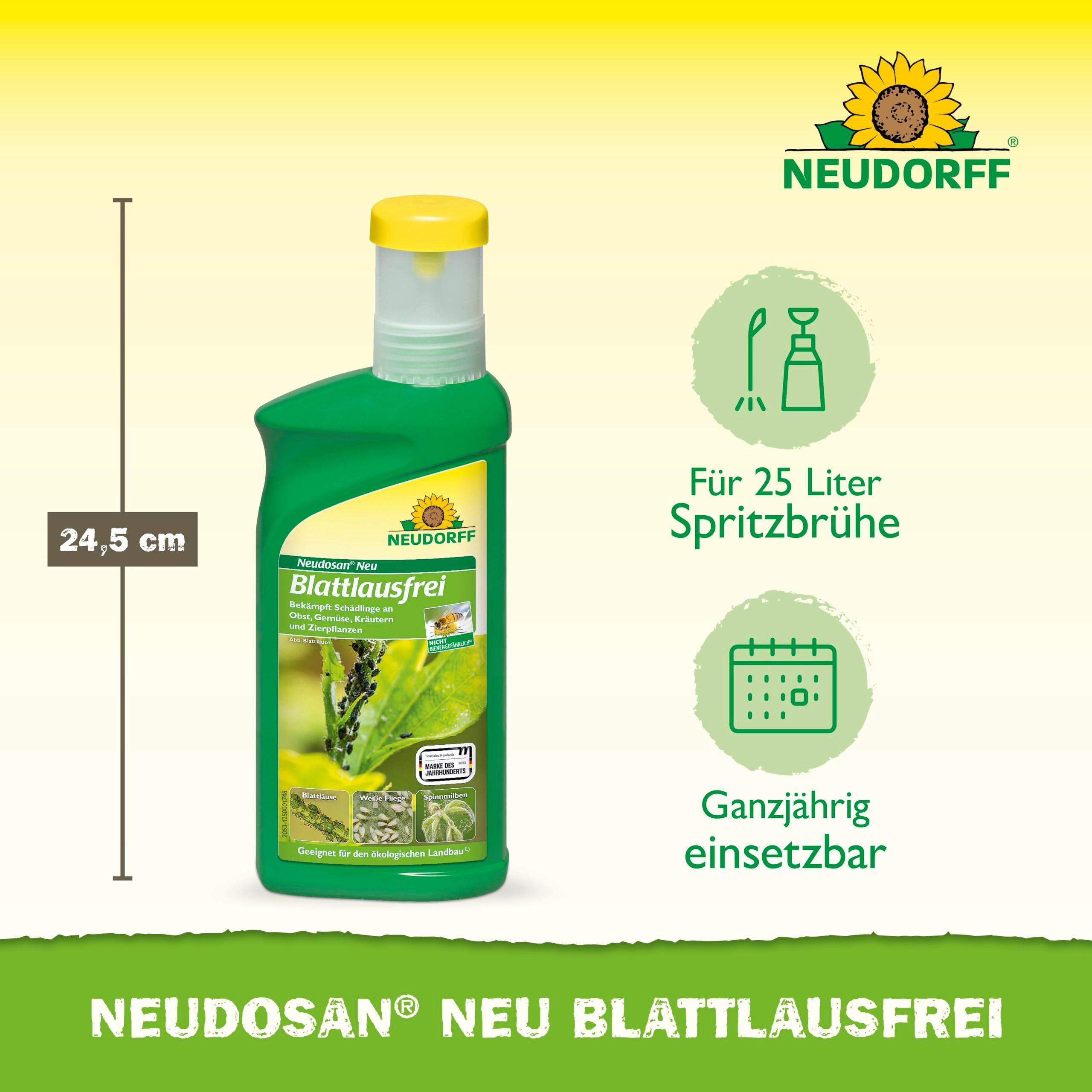Neudorff Insektenspray Neudosan Neu Blattlausfrei 500 ml Konzentrat, 0.5 l, Bekämpft Blattläuse, Weiße Fliegen und Spinnmilben an Obst, Gemüse, Kräutern und Zierpflanzen