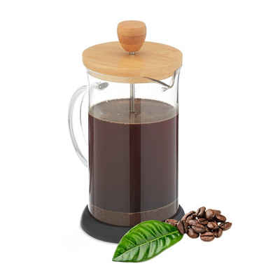 relaxdays Kaffeebereiter Kaffeebereiter mit Bambusdeckel, M