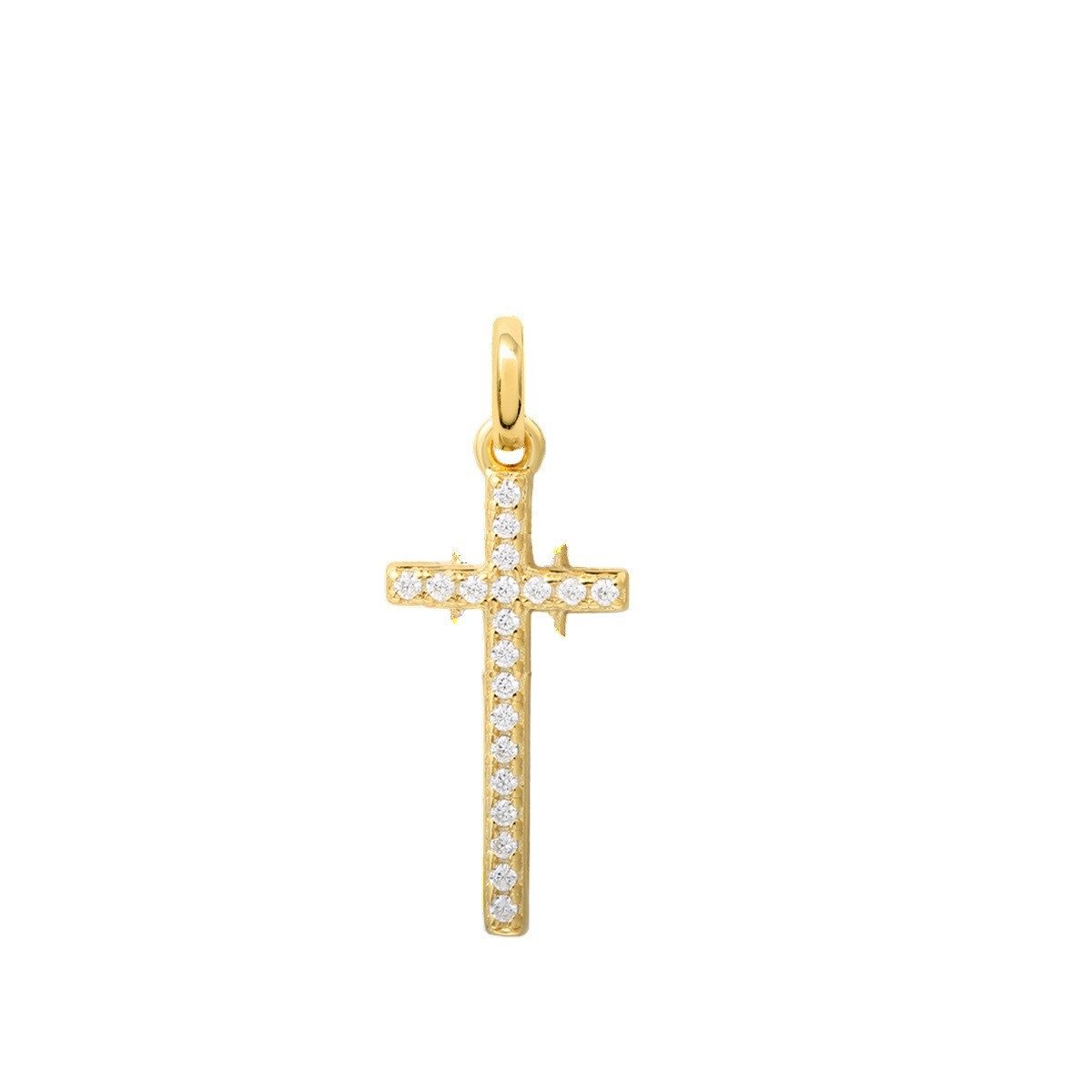 Kette mit Einhänger Kette mit Anhänger Damen Kreuz Zirkon Silber Vergoldet XS10036G