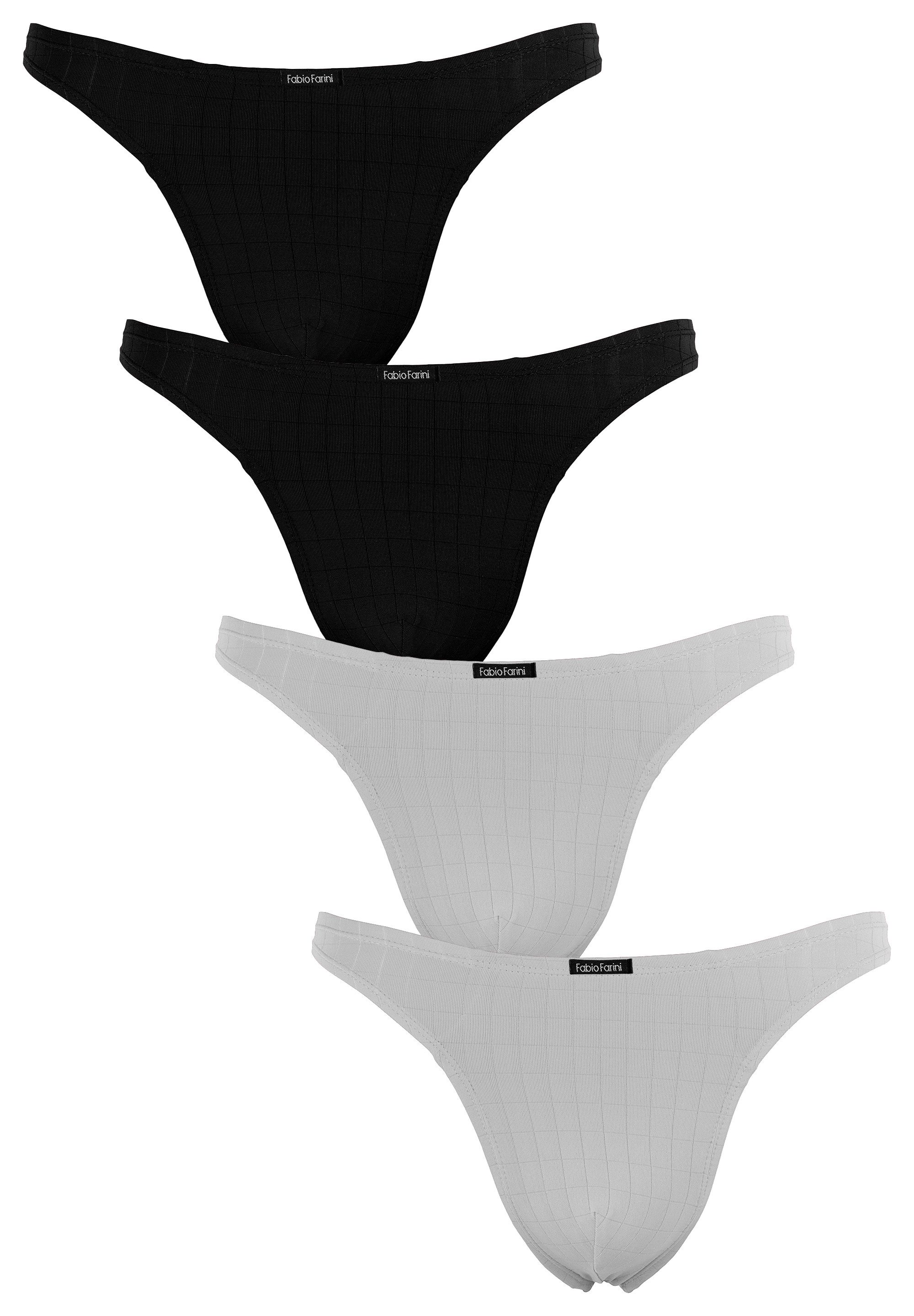Fabio Farini String Herren Unterhosen - Männer Tangas aus atmungsaktiver Mikrofaser (4-St) im sportlichen Look mit Karo-Muster