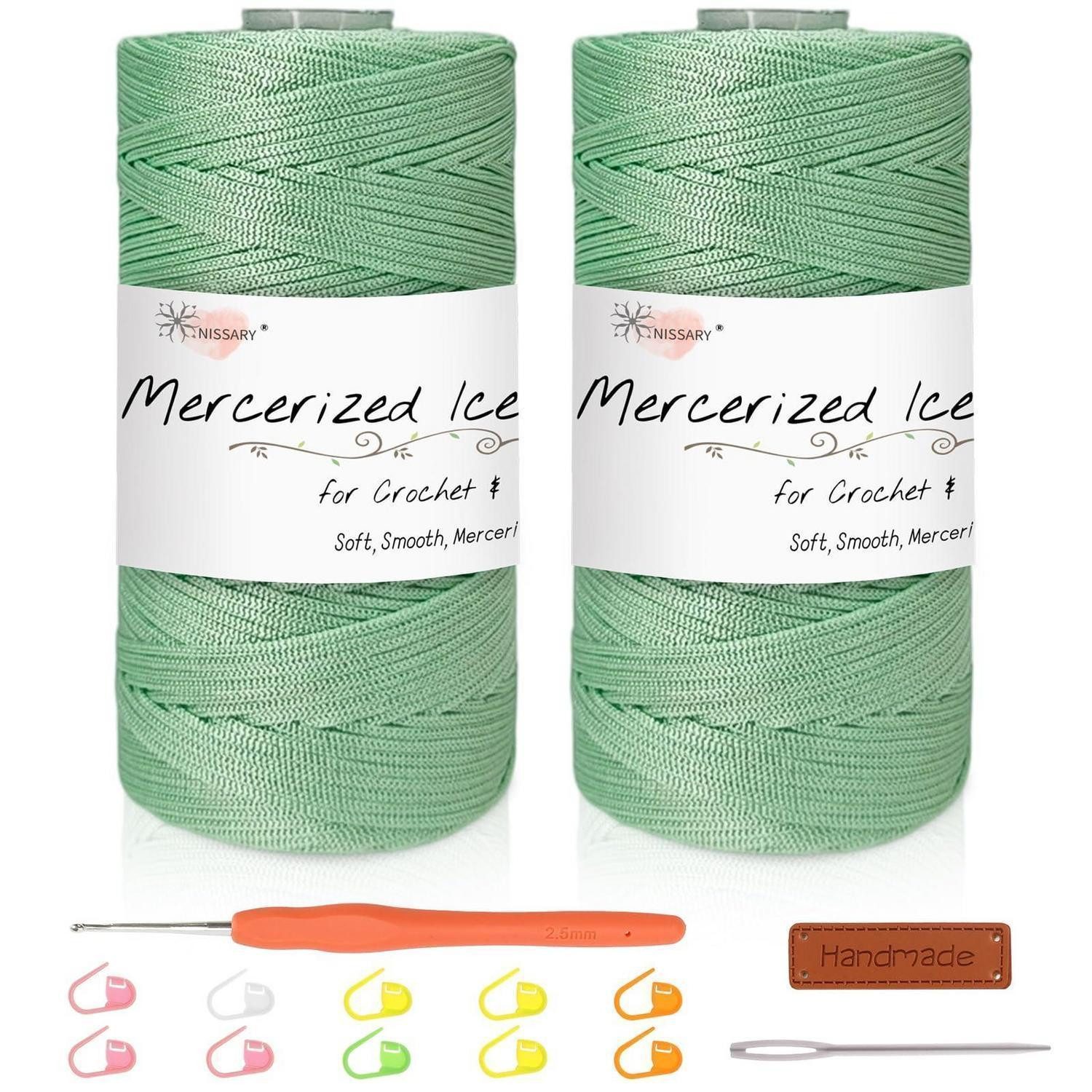 LuxusKollektion Makramee Garn Set 1.5mm Minzgrün Eis-Seide Häkelwolle