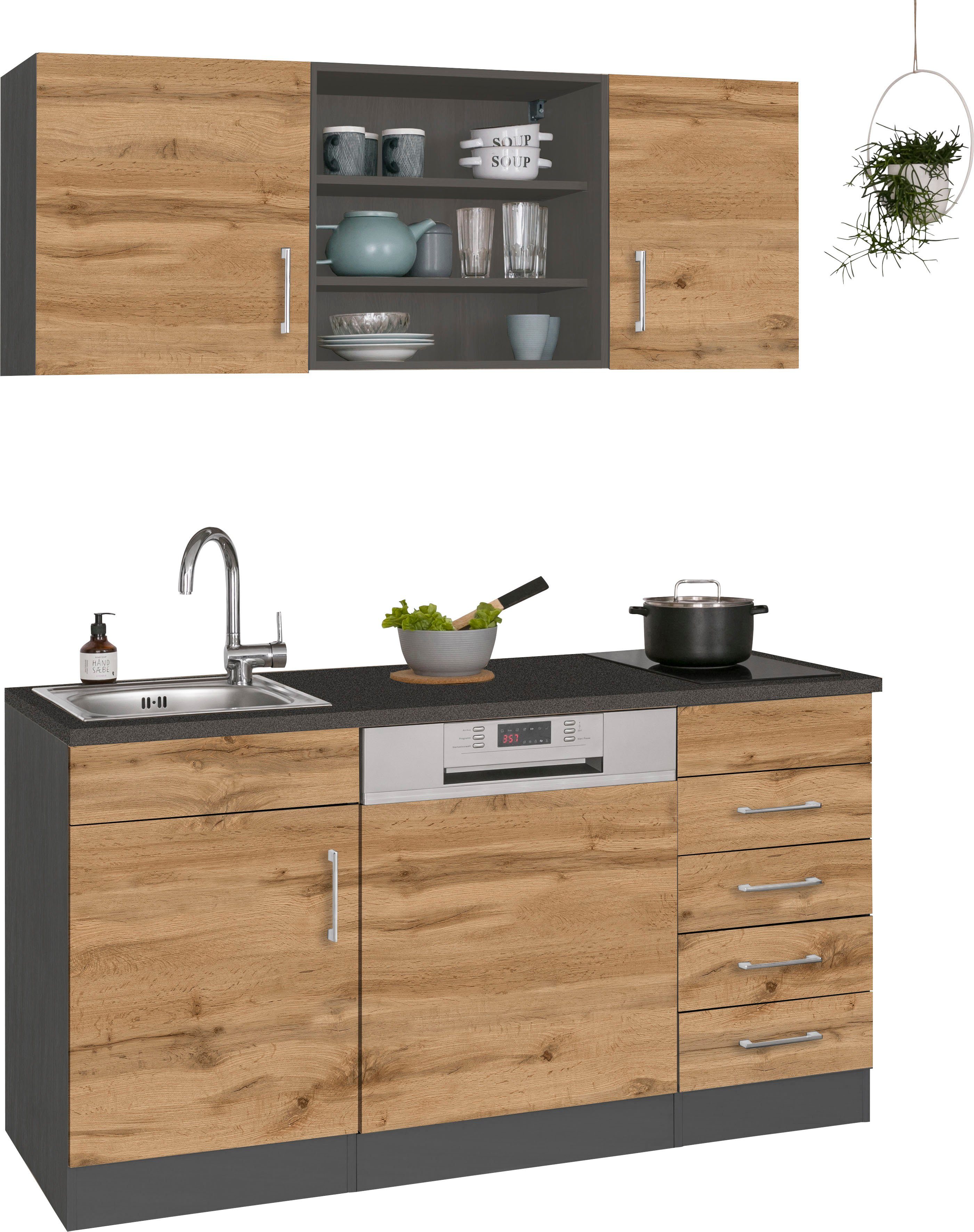 KOCHSTATION Pantryküche KS-Mali, Breite 150 cm, mit E-Geräten