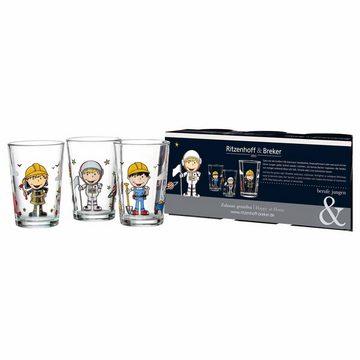 Ritzenhoff & Breker Kinderbecher Berufe Jungen Kindergläser 205 ml 3er Set, Glas