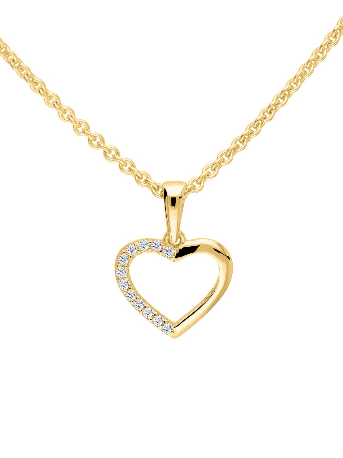 Herzkette Damen Herzkette Gold 750 & Sterlingsilber Zirkonia - Sarah Set