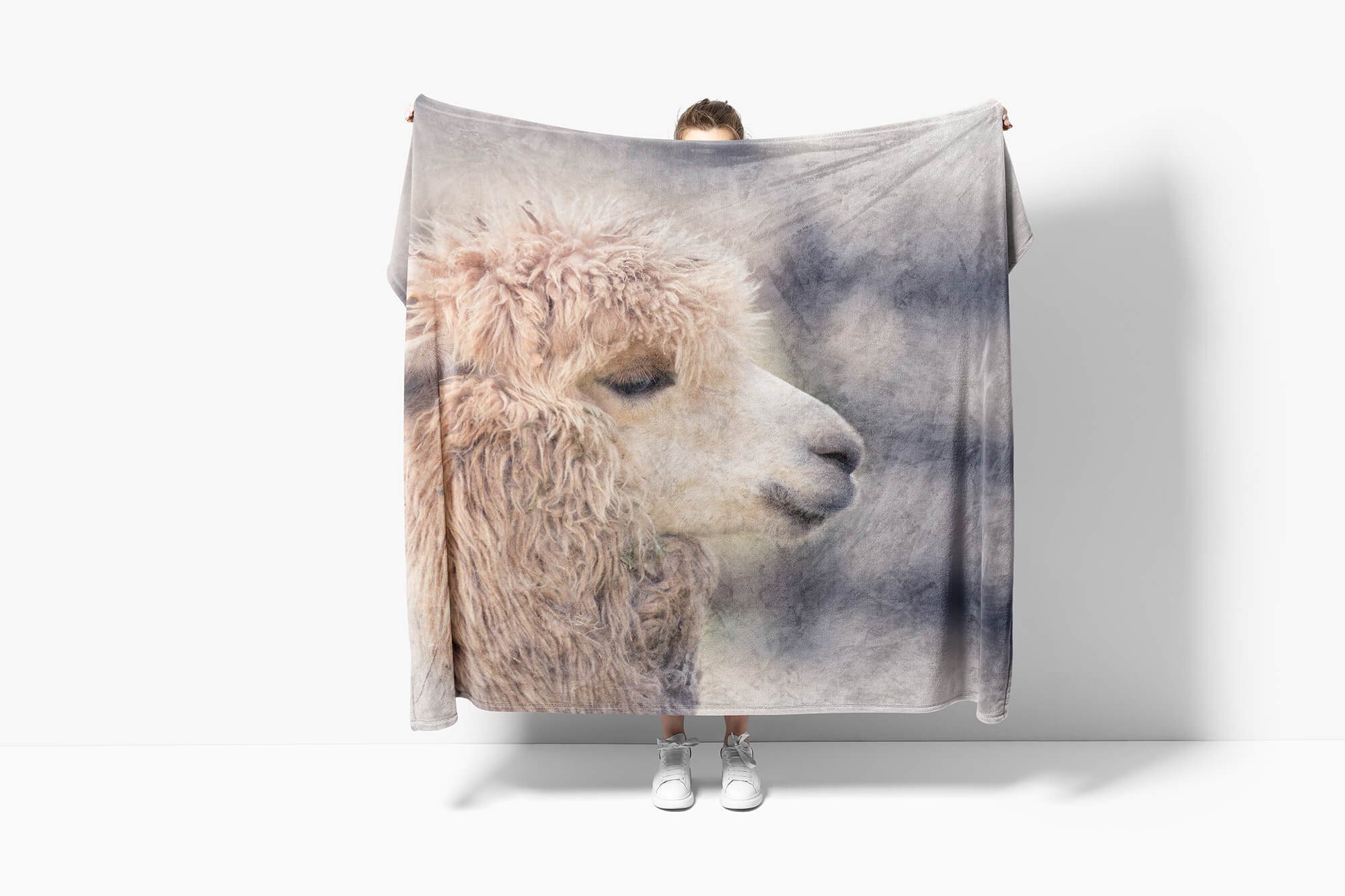 Sinus Art Handtücher Handtuch Strandhandtuch (1-St), Lama flauschig, mit Handtuch Tiermotiv Baumwolle-Polyester-Mix Saunatuch Kuscheldecke