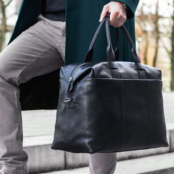 FEYNSINN Reisetasche Leder Weekender Unisex TROY, Echtleder Reisegepäck für Damen & Herren, Sporttasche XL schwarz